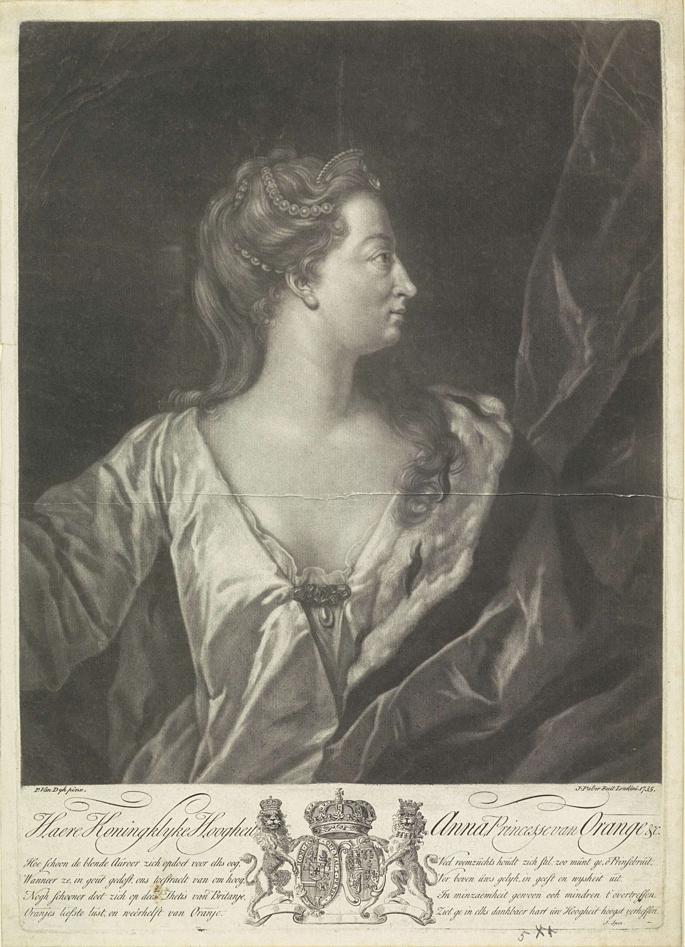 Portret van Anna van Hannover by John (II) Faber