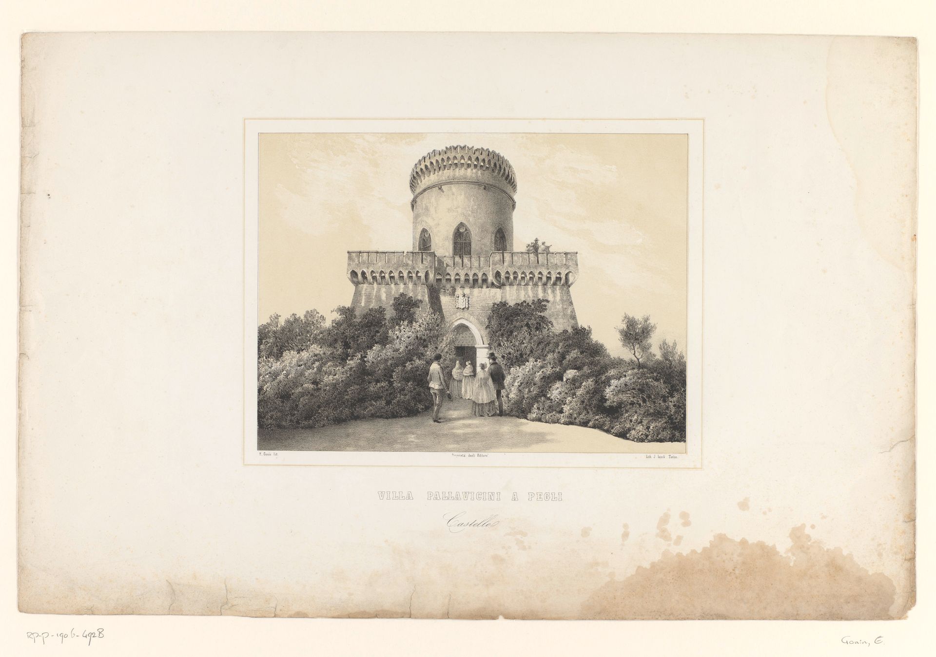 Kasteel in de tuin bij Villa Pallavicini te Genua by Enrico Gonin