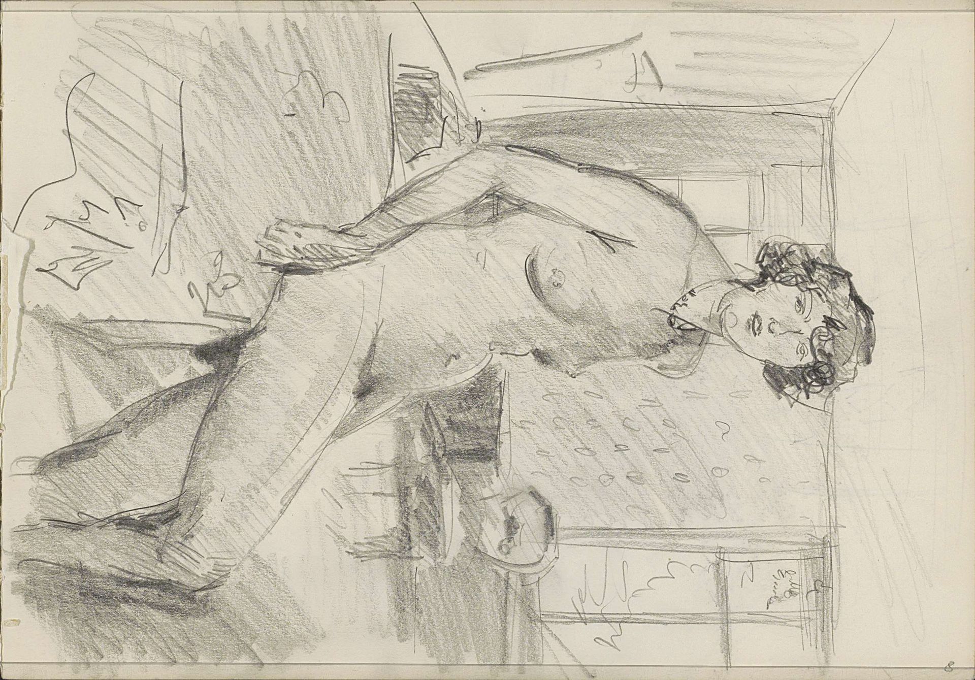 Zittend vrouwelijk naakt in een interieur by Isaac Israels