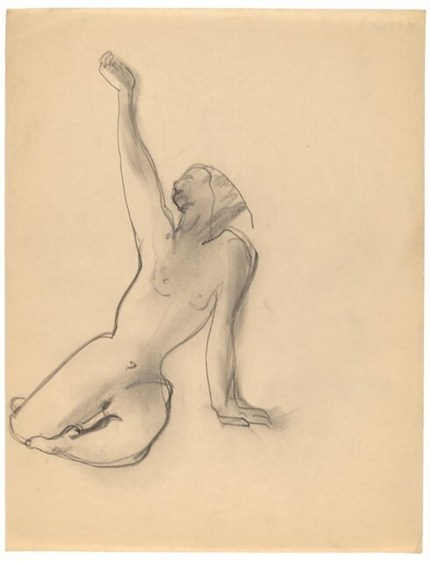 Female Nude Seated on the Ground, Left Arm Supporting Torso, Right Arm Raised by Mark Rothko