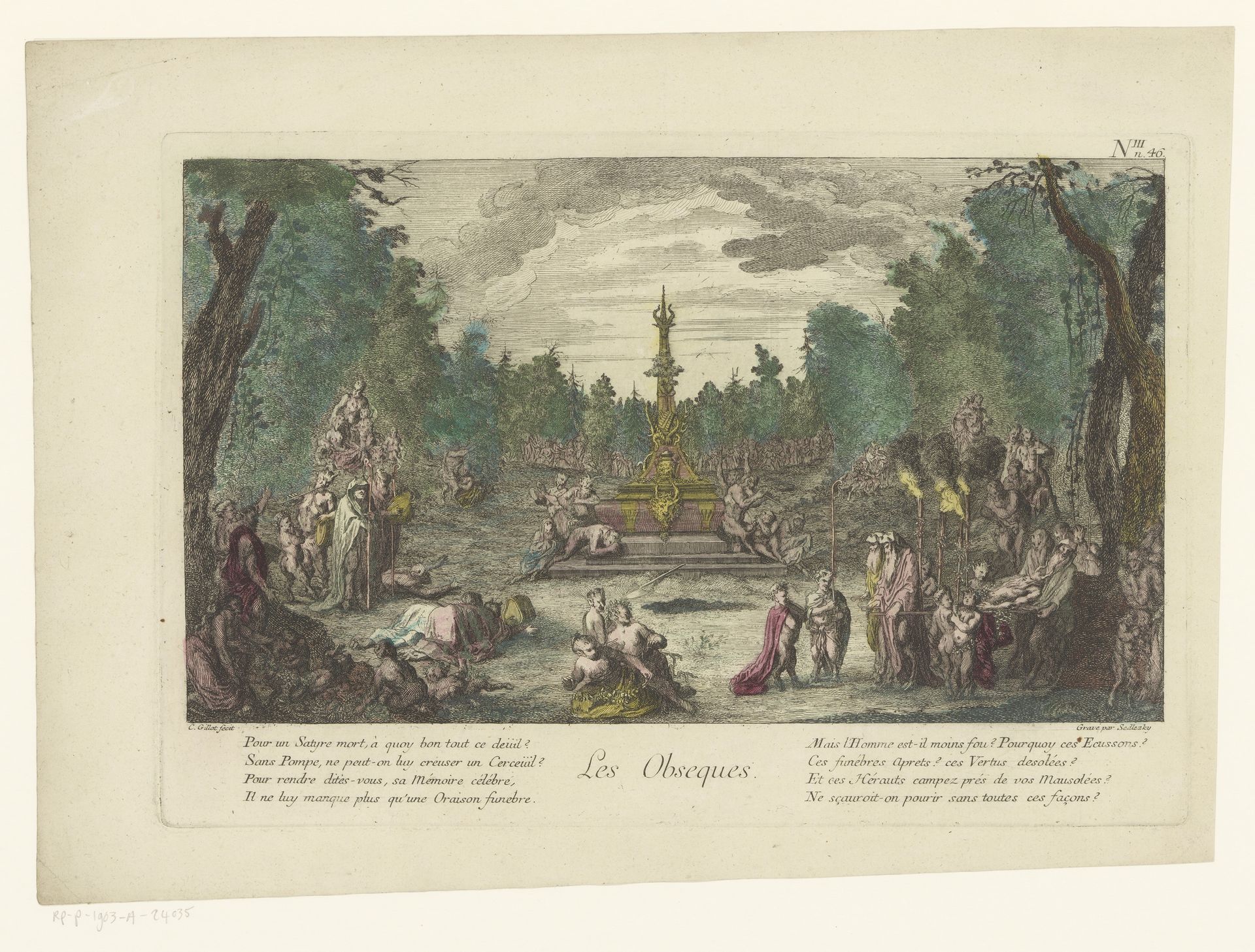 Begrafenis van saters in een bos by Balthasar Sigmund Setletzky