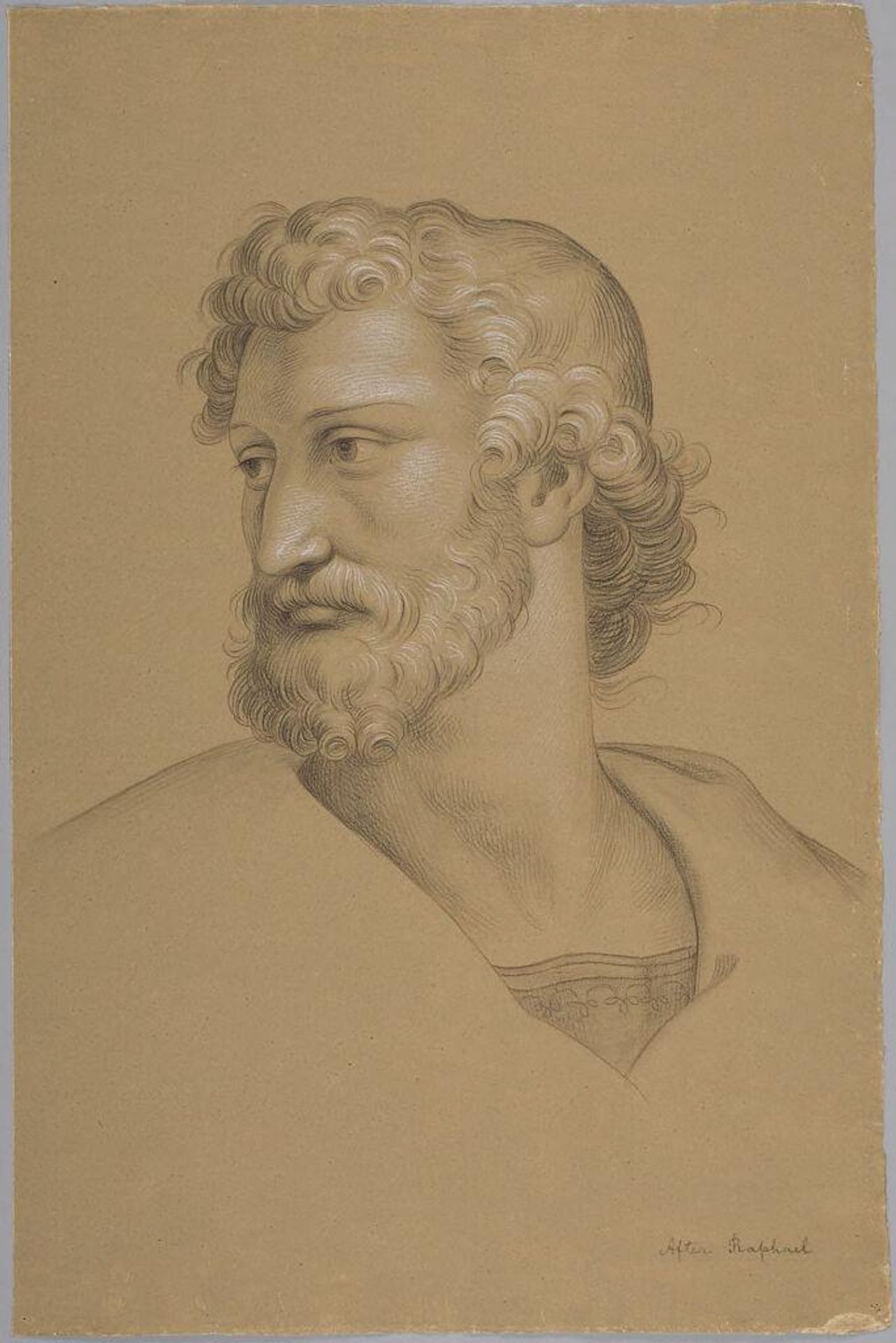 Head of Aristotle, after "The School of Athens" by Raphael by Attributed to August Temmel