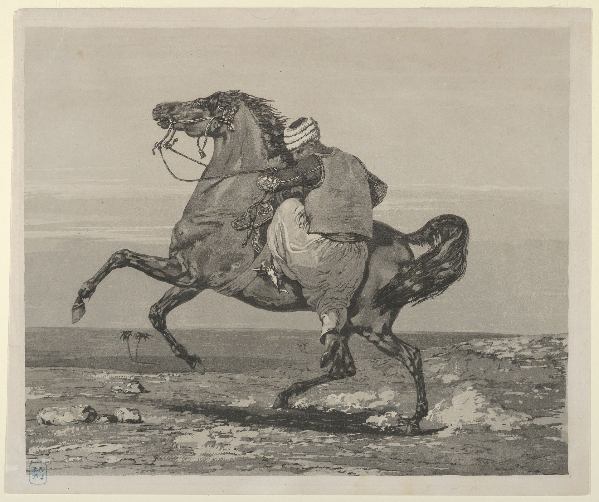 Turk Mounting His Horse by Eugène Delacroix