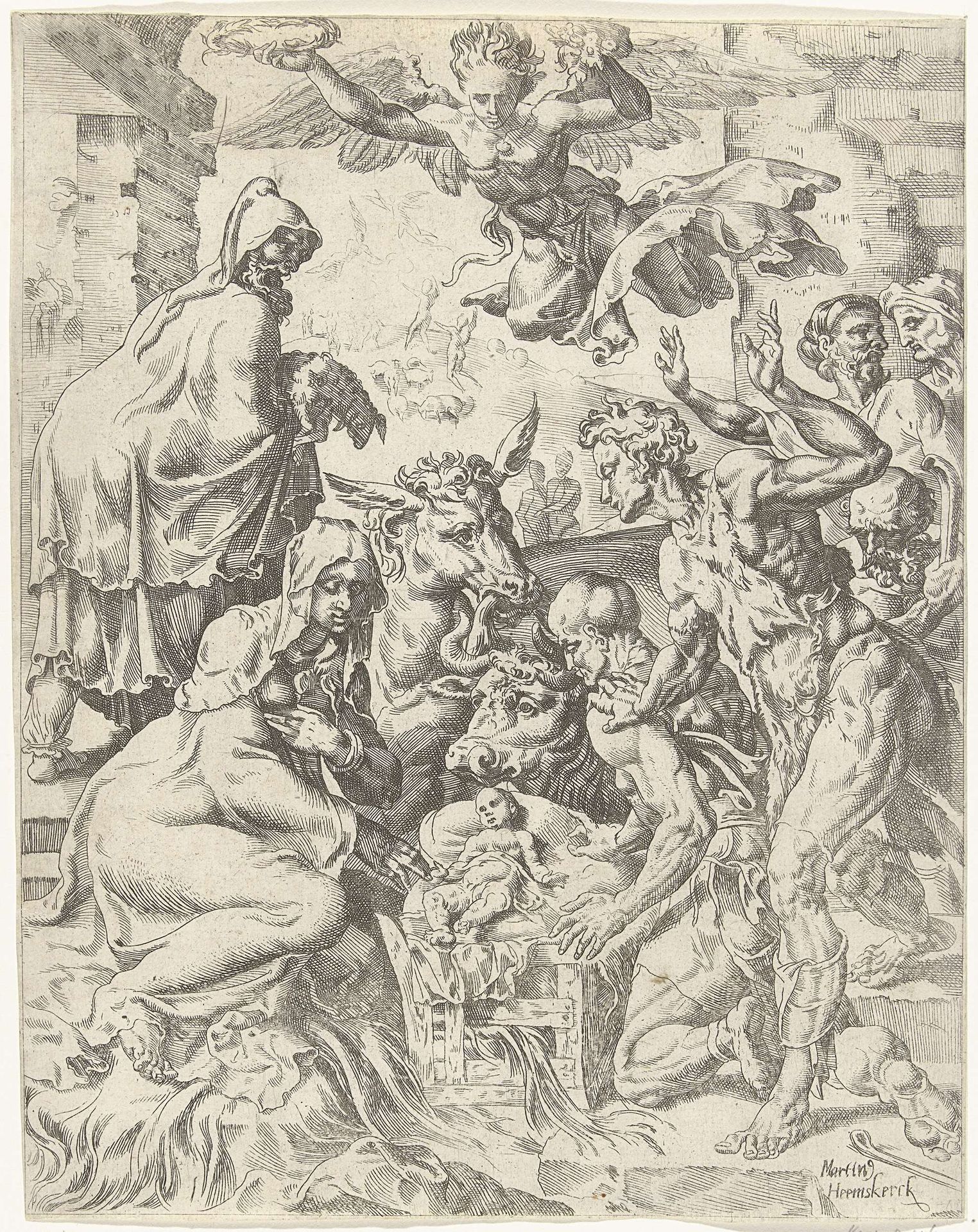 Aanbidding der herders by Dirck Volckertsz Coornhert