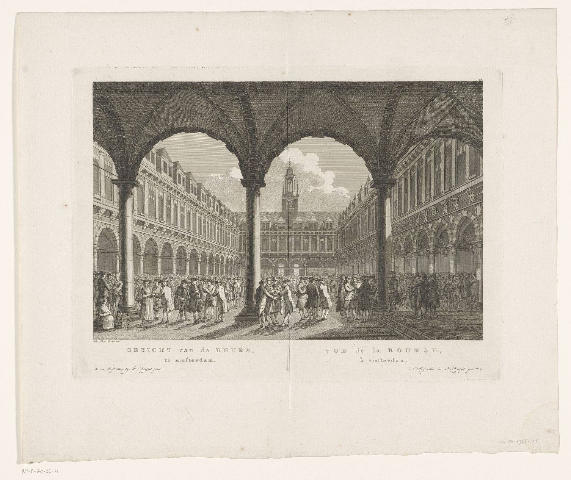 Gezicht op de binnenplaats van de Beurs van Hendrik de Keyser by Hermanus Petrus Schouten