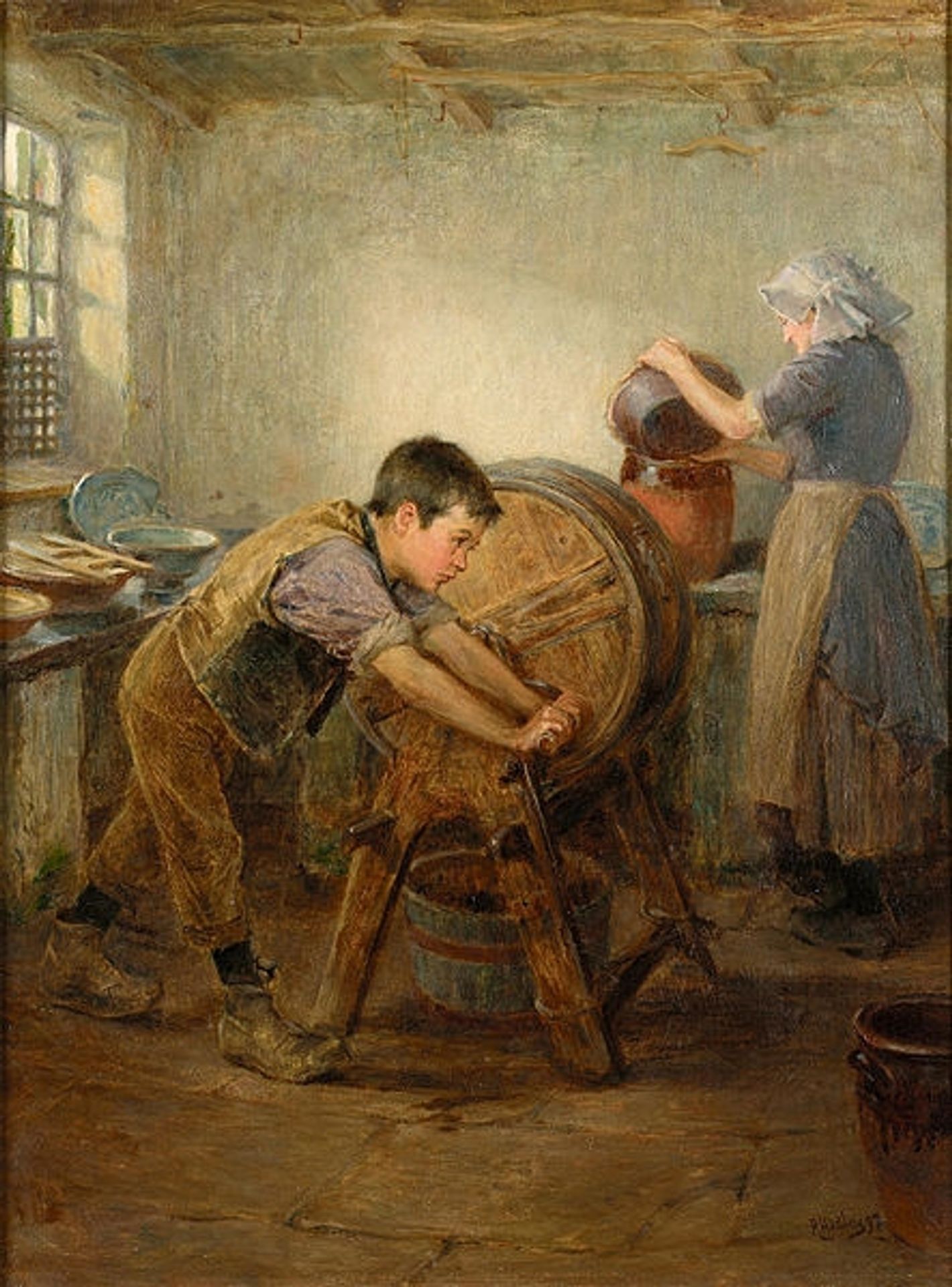 The Butter Churn by Ralph Hedley