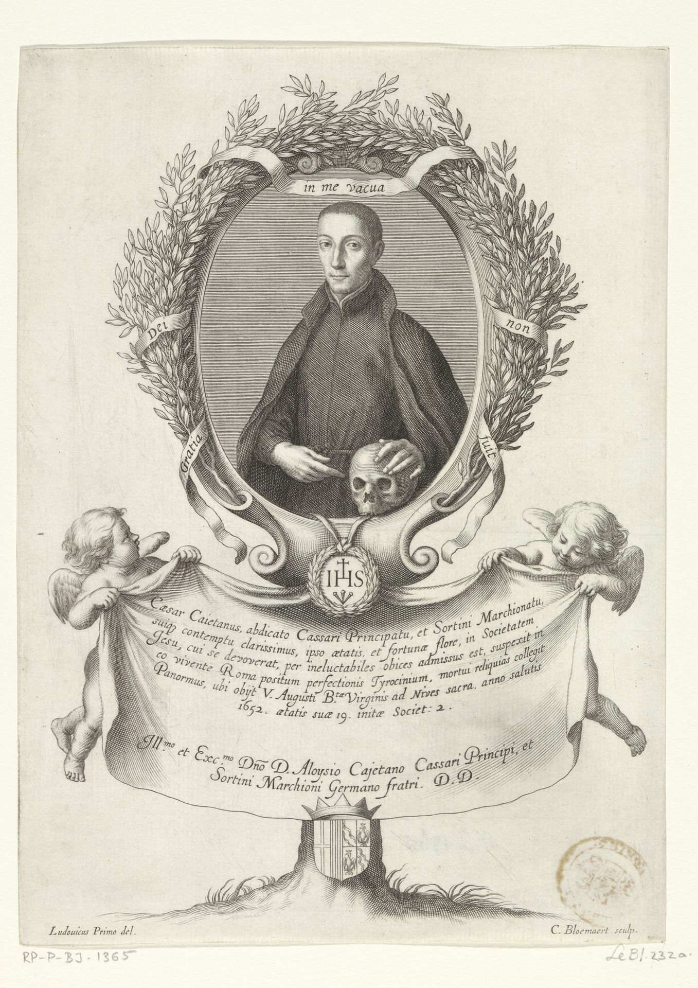 Portret van de Jezuïet Cesario Cájetan op 19-jarige leeftijd by Cornelis Bloemaert