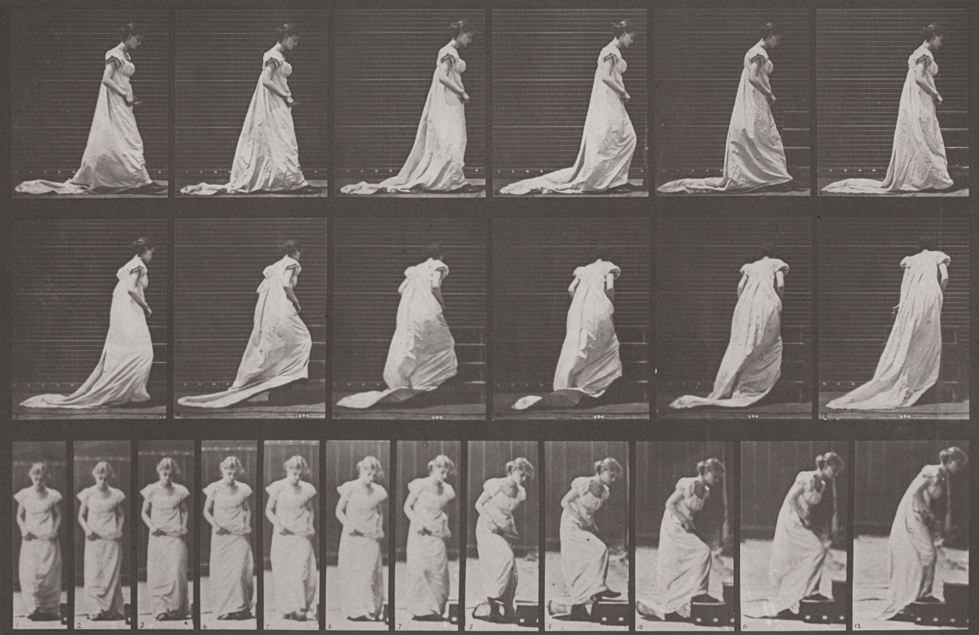 Plate Number 100. Turning and ascending stairs by Eadweard Muybridge