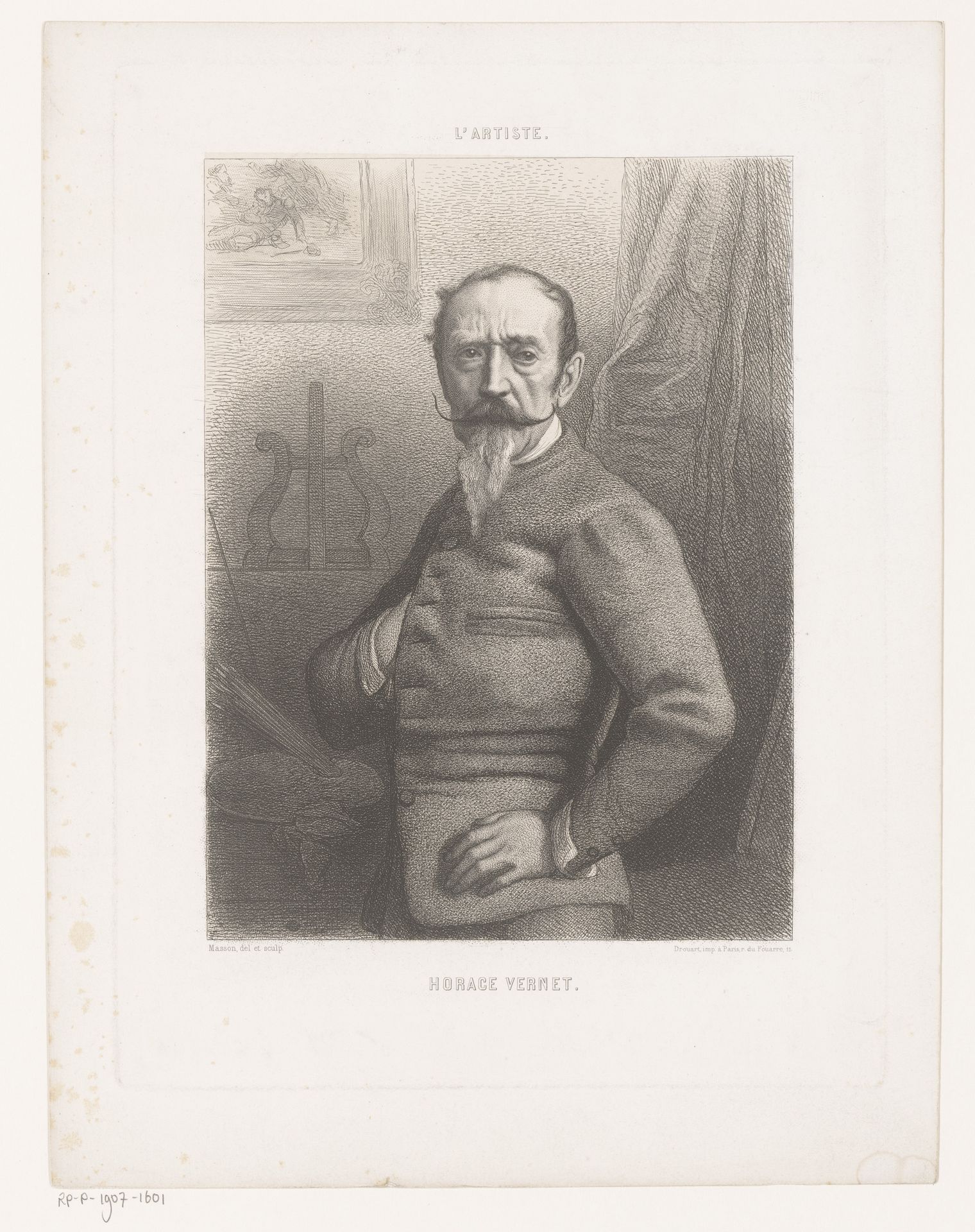 Portret van Horace Vernet by Alphonse-Charles Masson