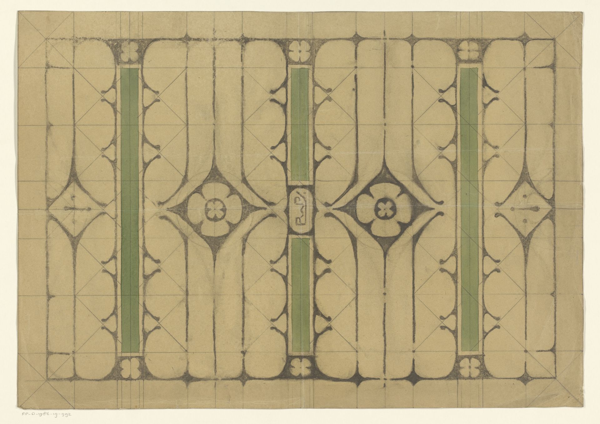 Ontwerp voor de schutbladen van een portefeuille by Reinier Willem Petrus de (1874-1952) Vries