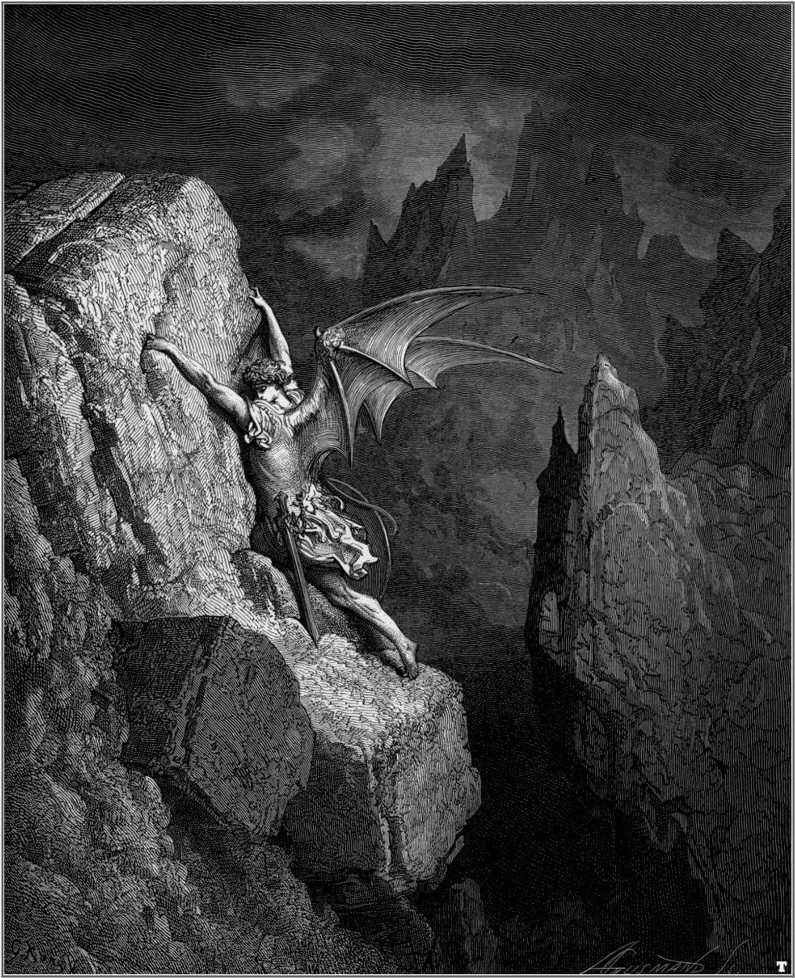 Satan's Flight Through Chaos by Gustave Dore