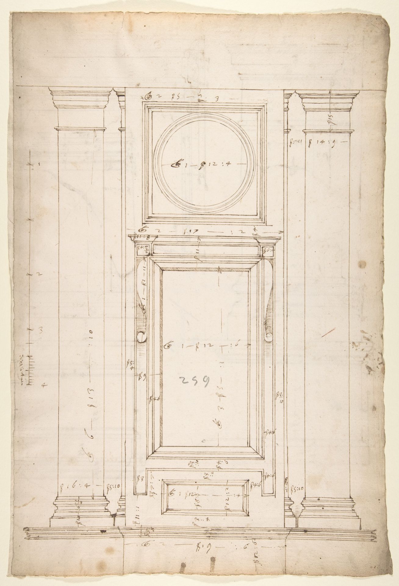 San Lorenzo, Library, Ricetto, window, elevation (recto) San Lorenzo, Library, Ricetto, column, elevation; details, elevation (verso) by Anonymous