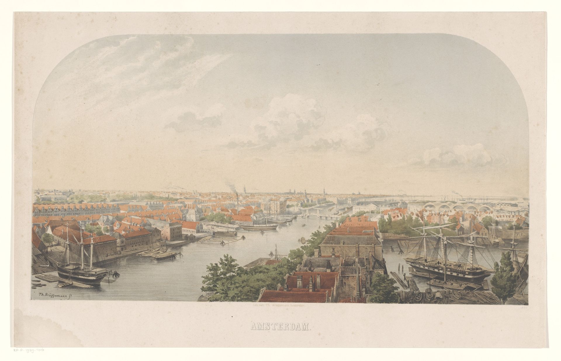 Panorama gezien vanaf de Oosterkerk in Amsterdam by Theodor Brüggemann