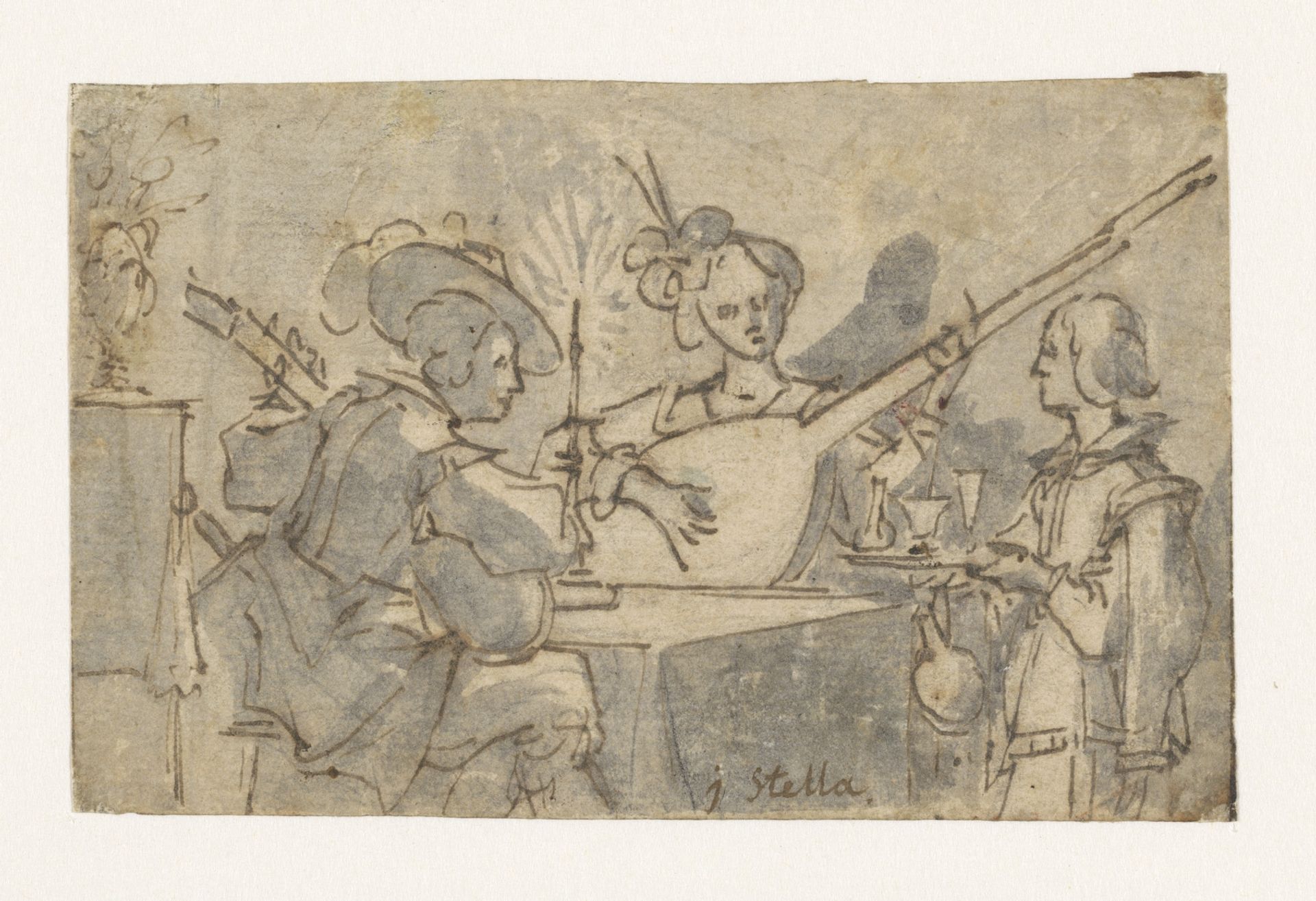 Musicerend gezelschap bij kaarslicht by Jacques Stella