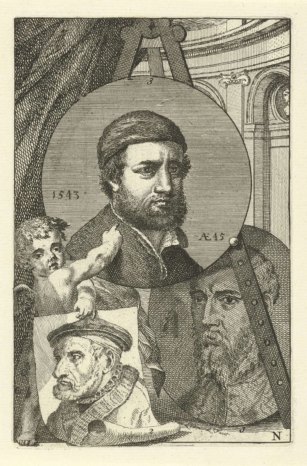 Portretten van Henri met de Bles, Lucas Gassel en Hans Holbein by Jan l' Admiral