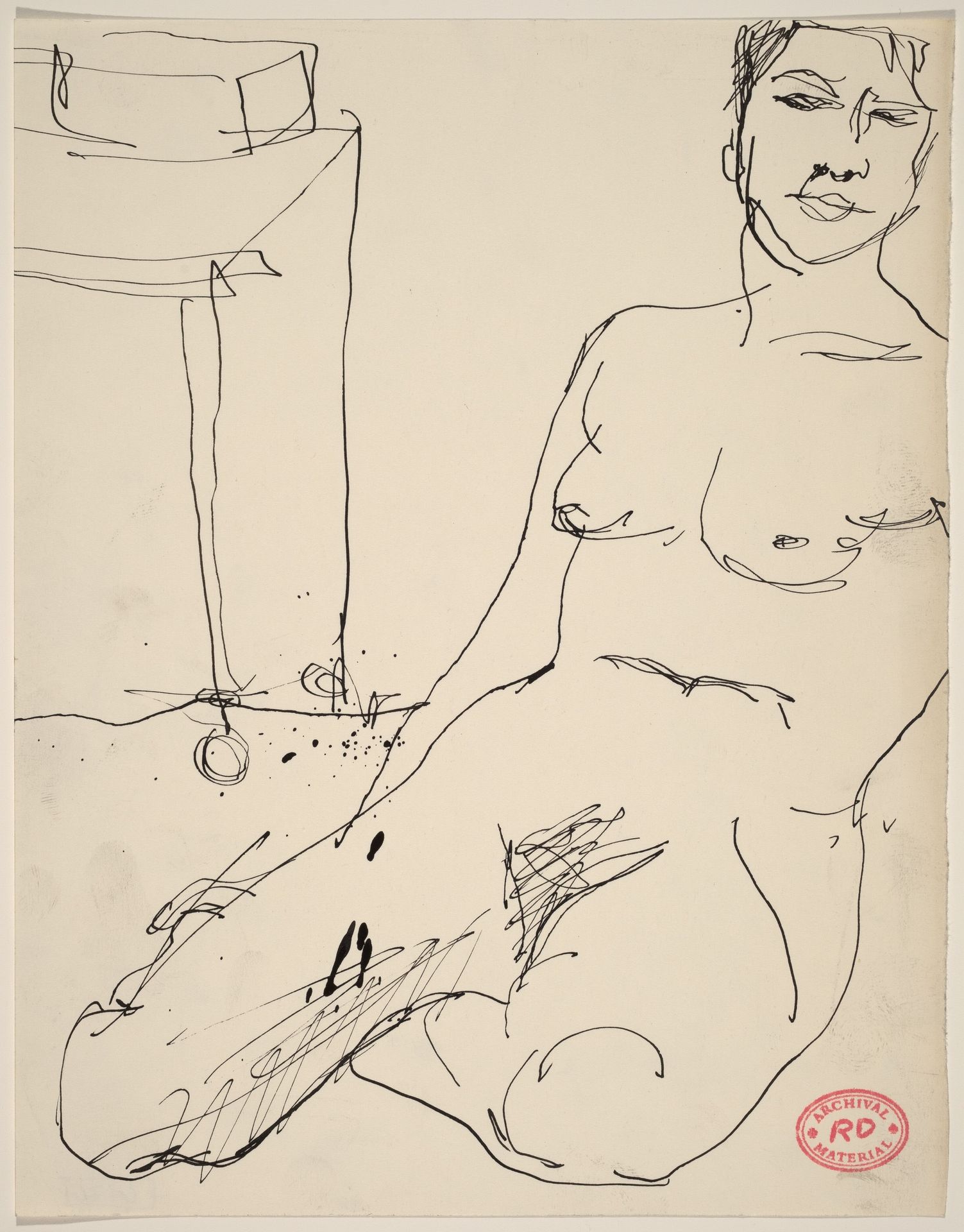 Untitled [female nude seated on floor near a table] by Richard Diebenkorn