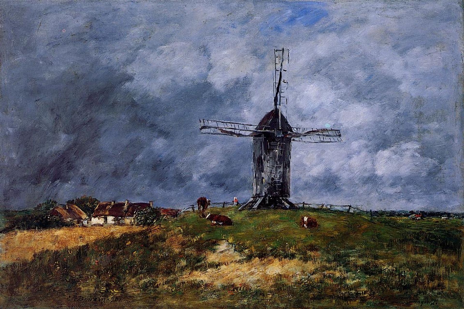 Cayeux, Windmill in the Countryside, Morning by Eugène Boudin