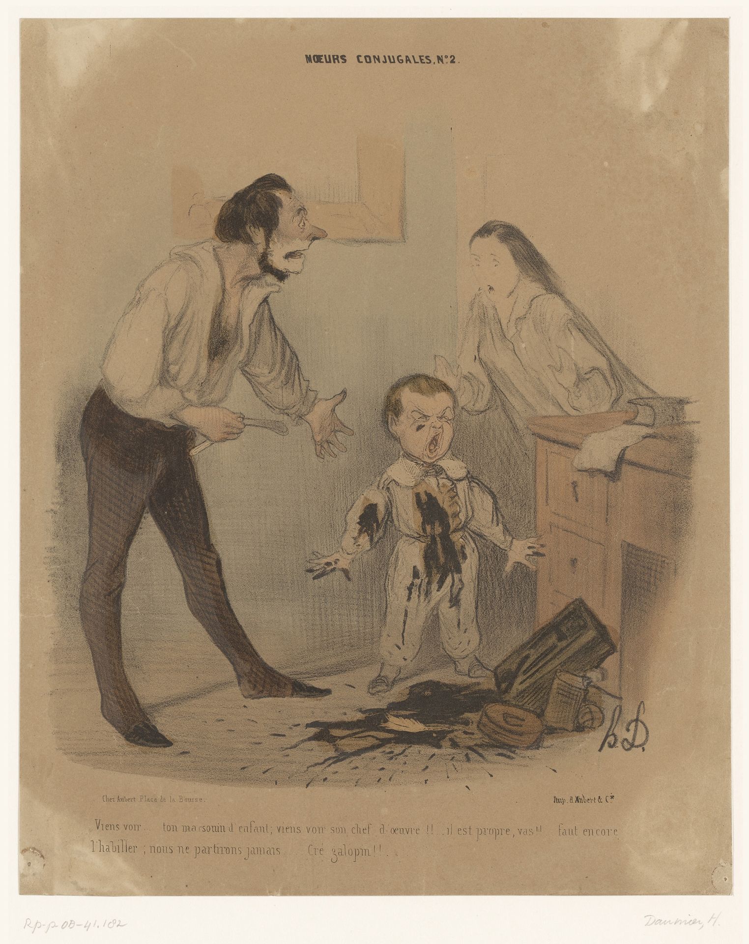Peuter heeft inktpot over zijn kleren gegooid by Honoré Daumier