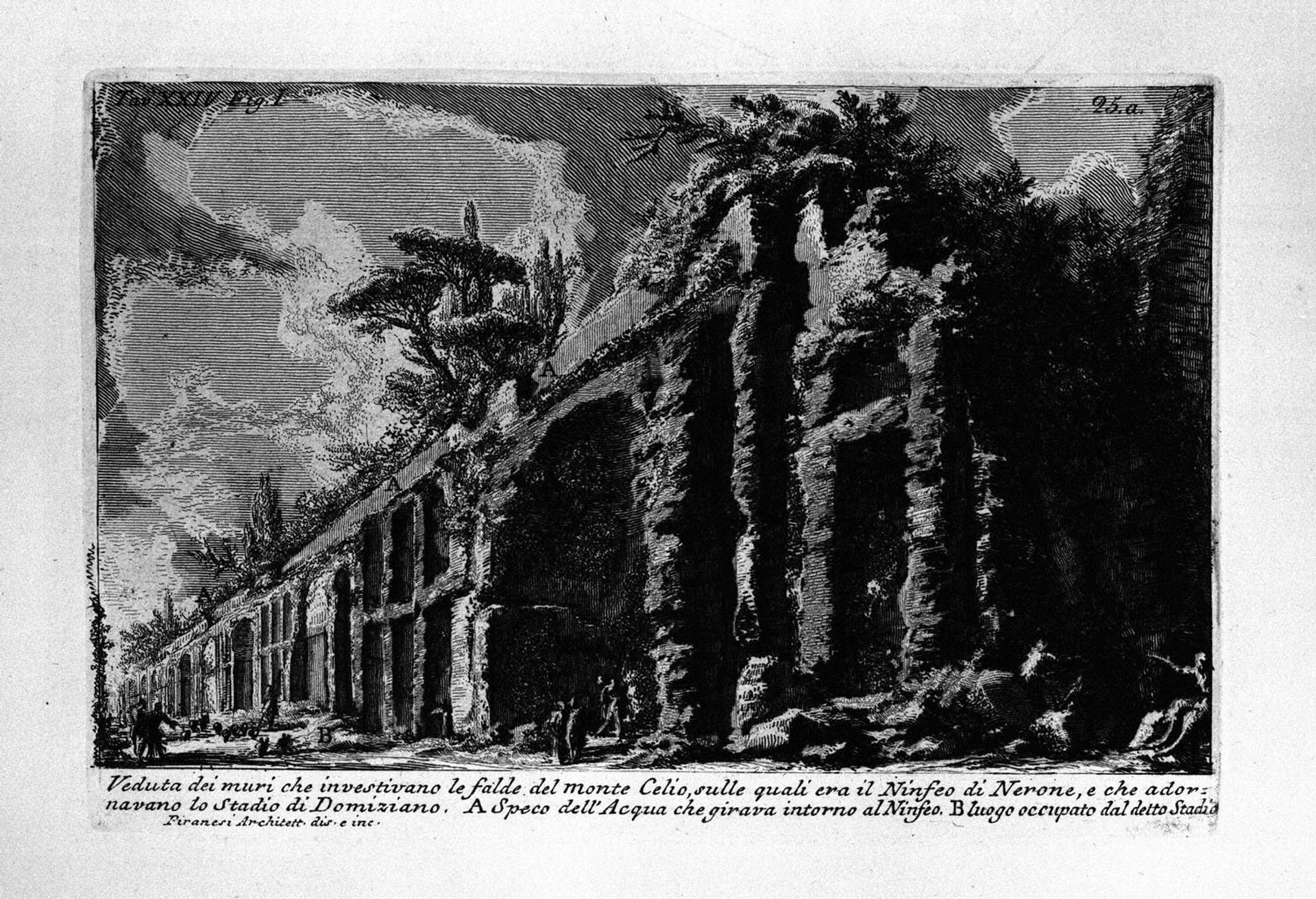 The Roman antiquities, t. 1, Plate XXIV. Celio o Oppio. The Seven Halls. Baths of Trajan. by Giovanni Battista Piranesi