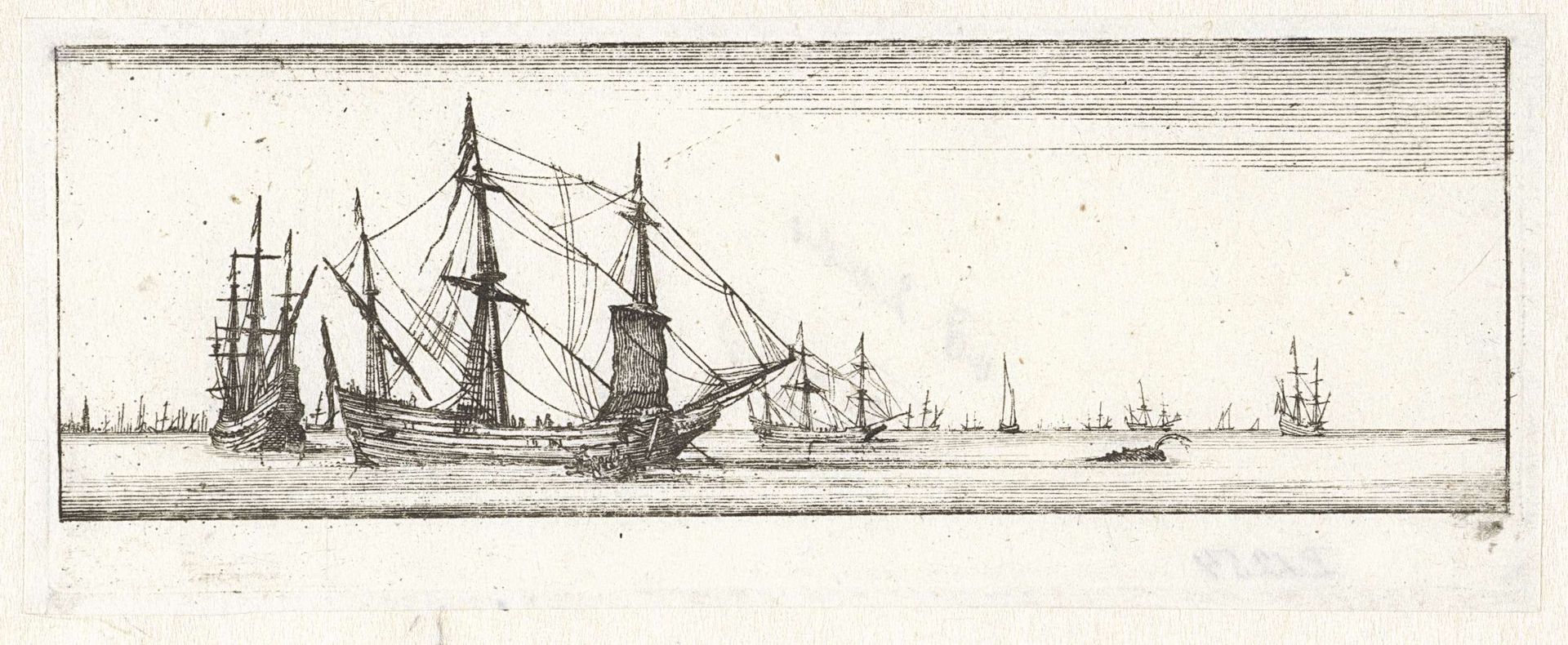 Schepen op kalme zee by Wenceslaus Hollar