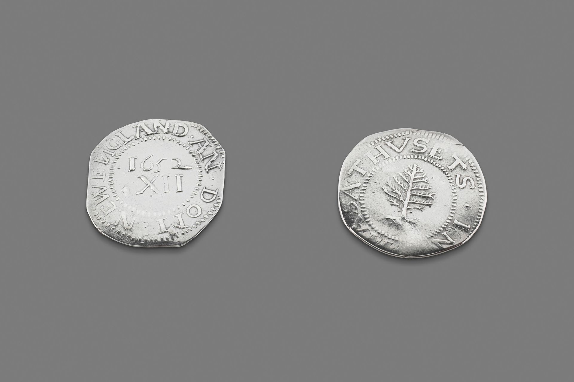 Pair of Pine Tree Shillings by John Hull