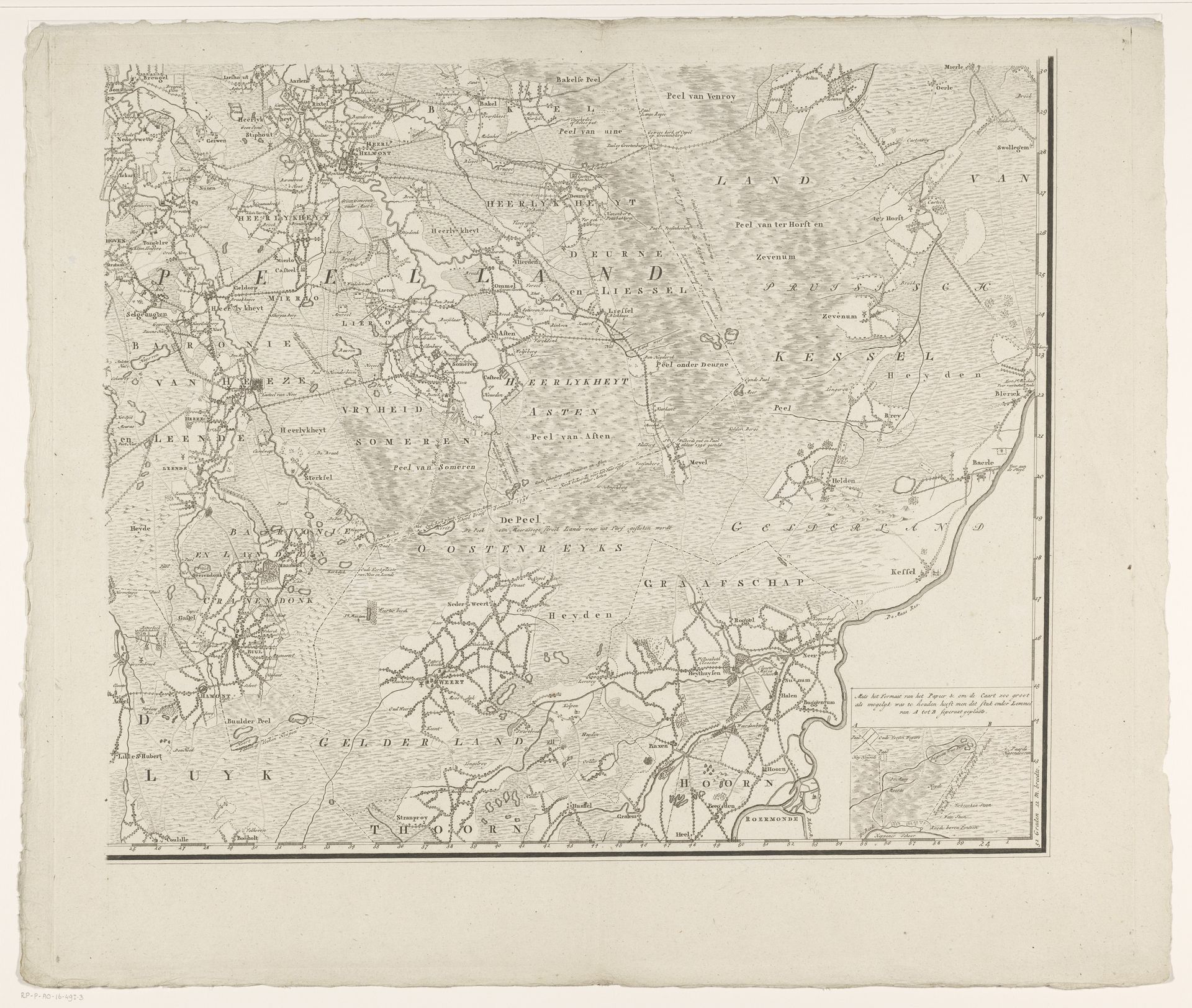 Kaart van Brabant (deel rechtsonder) by Cornelis van Baarsel