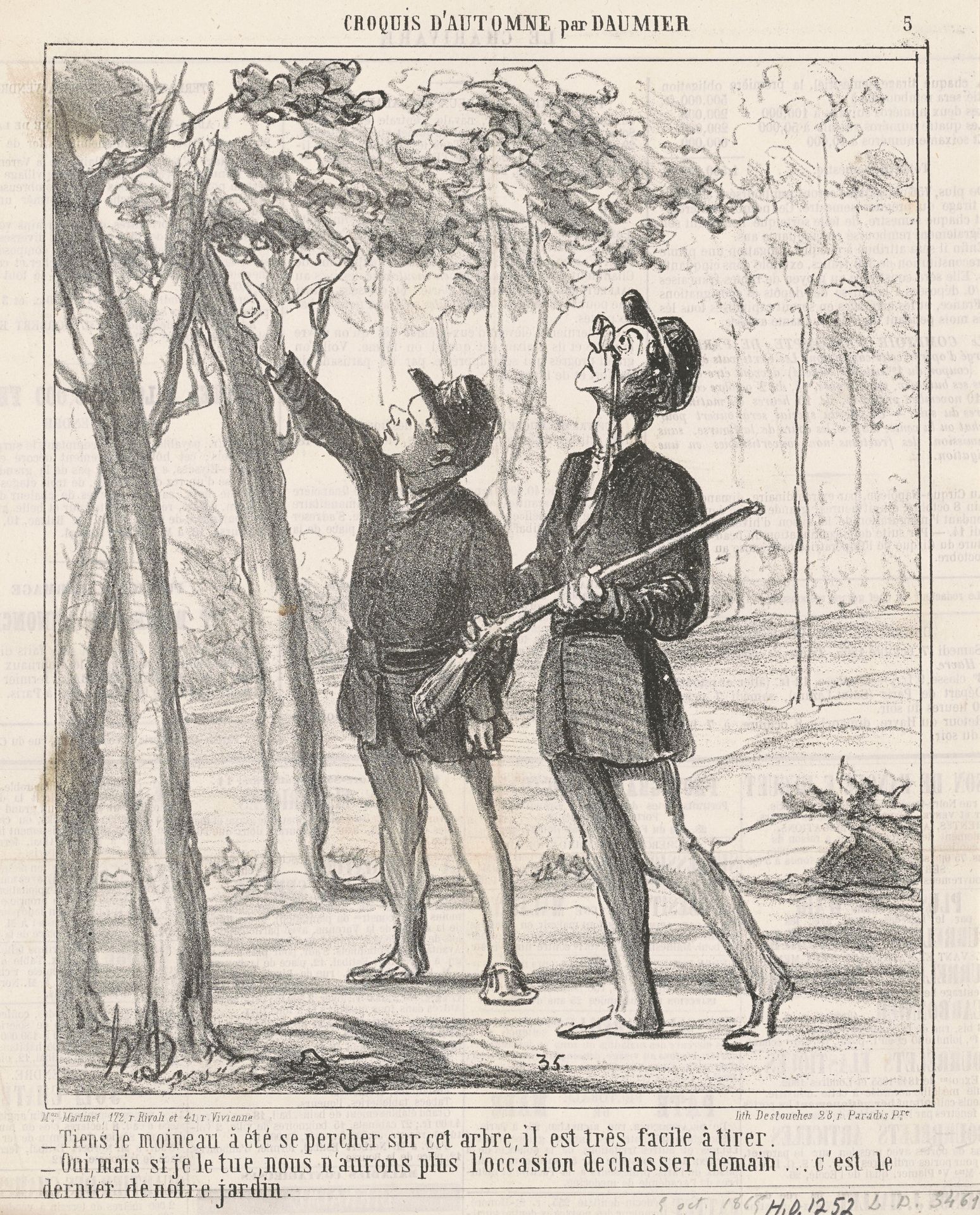 Tiens, le moineau a été sepercher by Honoré Daumier
