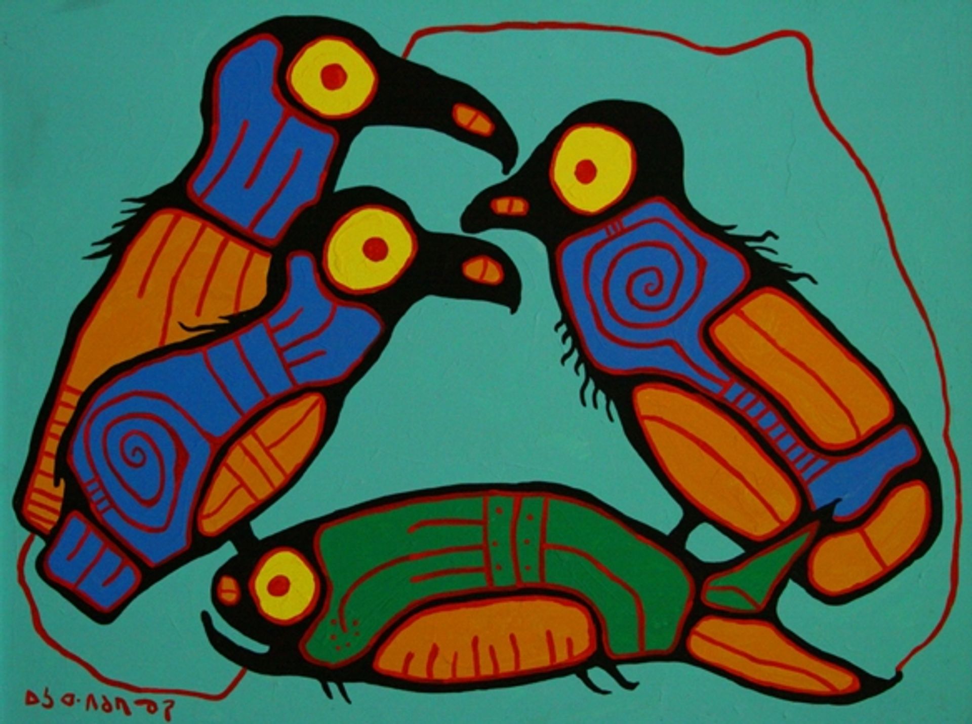 Birds and Fish by Norval Morrisseau