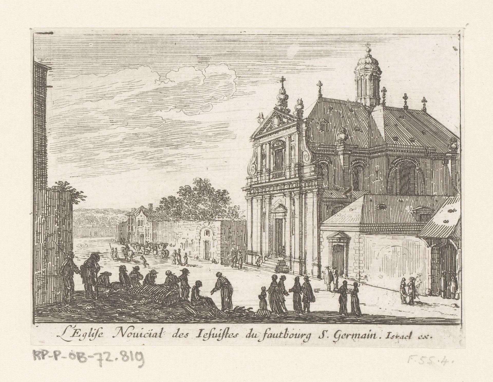 Gezicht op Jezuïetenkerk in Sint-Germain by Israel Silvestre