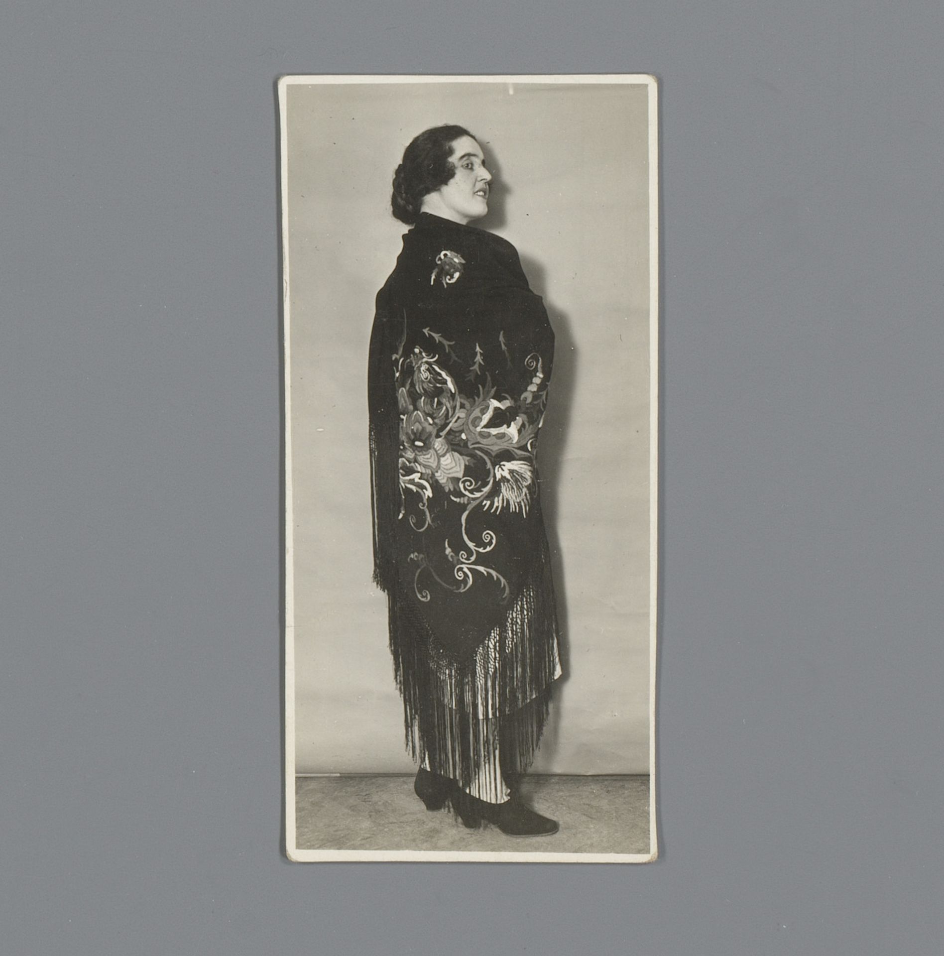 Model met geborduurde omslagdoek van de Wiener Werkstätte by Anonymous