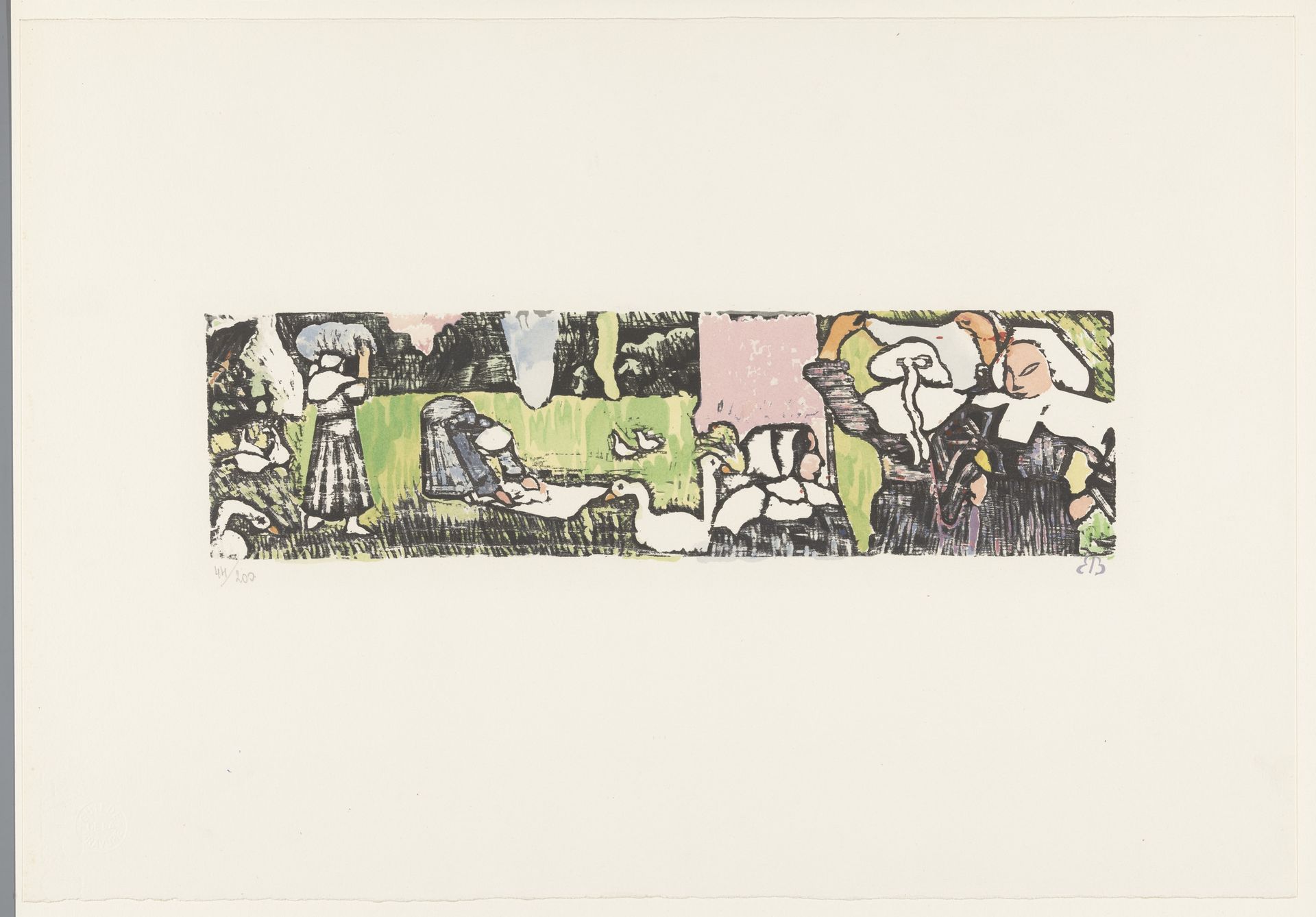 Bretonse vrouwen bij het drogen van de was by Emile Bernard