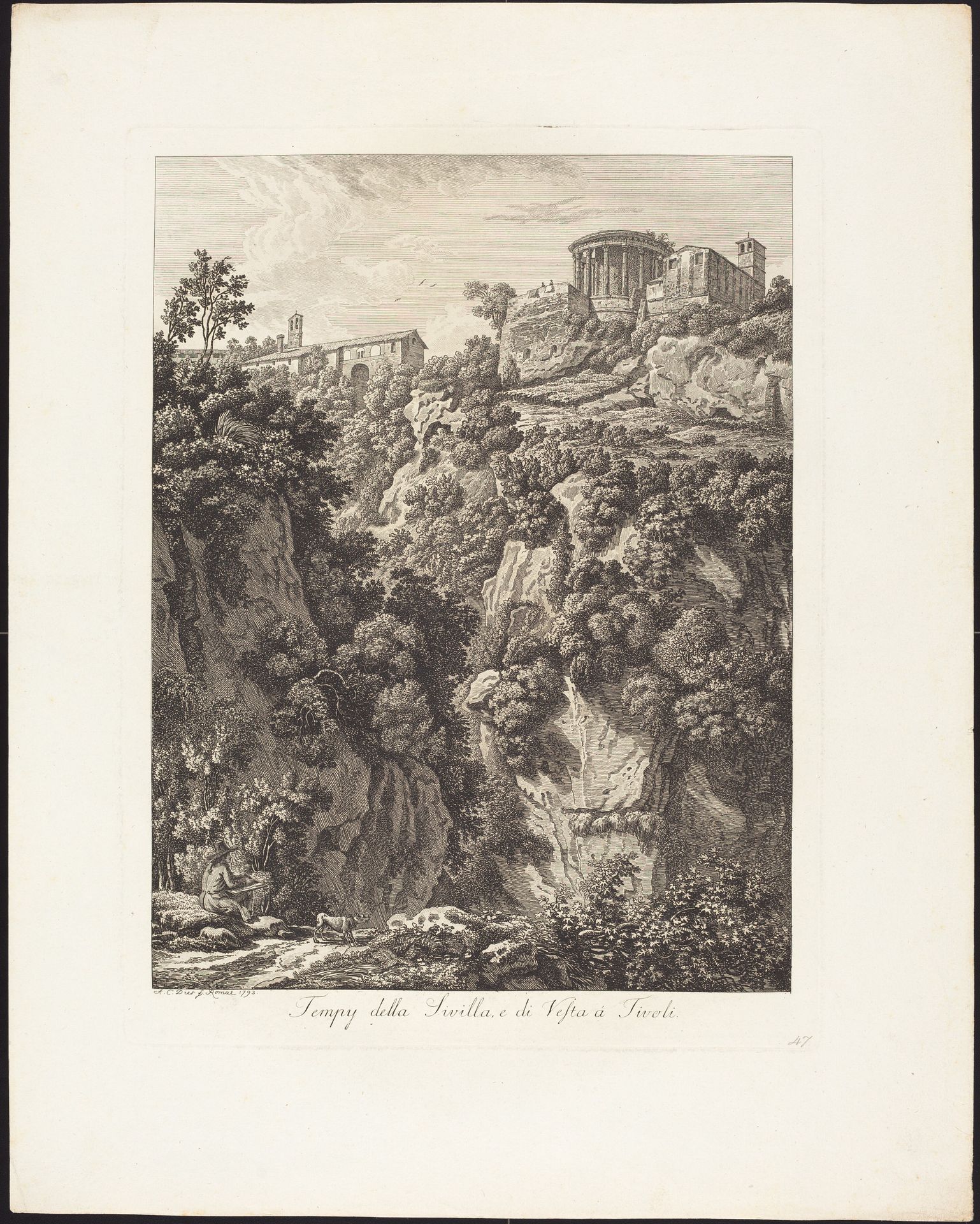 Tempj della Sibilla e Vesta a Tivoli by Albert Christoph Dies