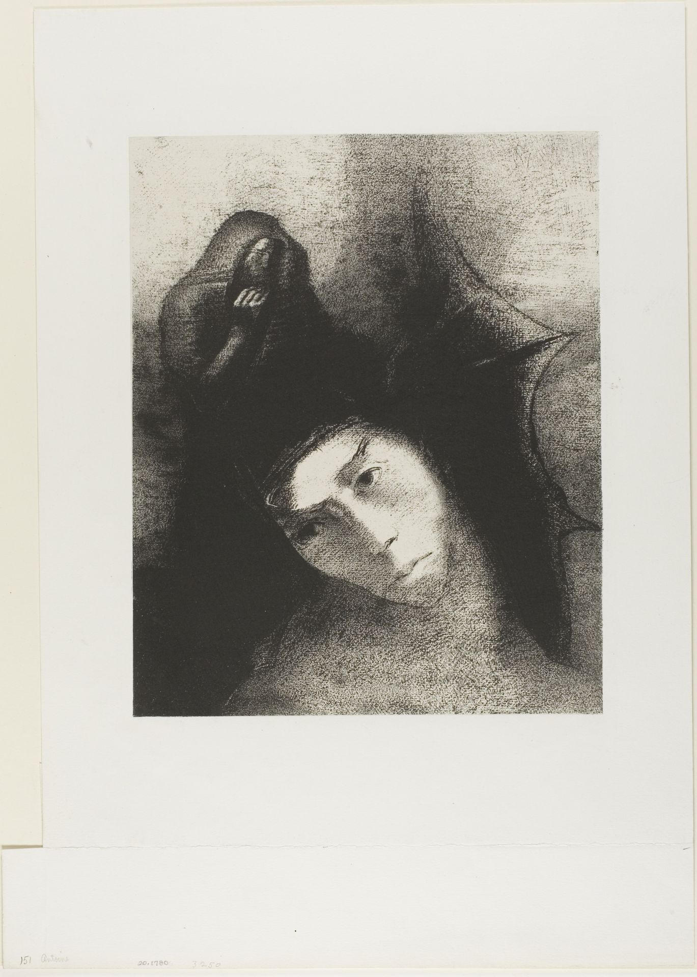 Anthony: "What is the object of all this?" The Devil: "There is no object!", plate 18 of 24 by Odilon Redon