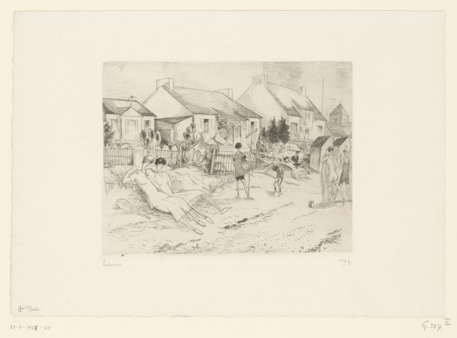 Rustende tennisspelers op het strand by Jean Emile Laboureur