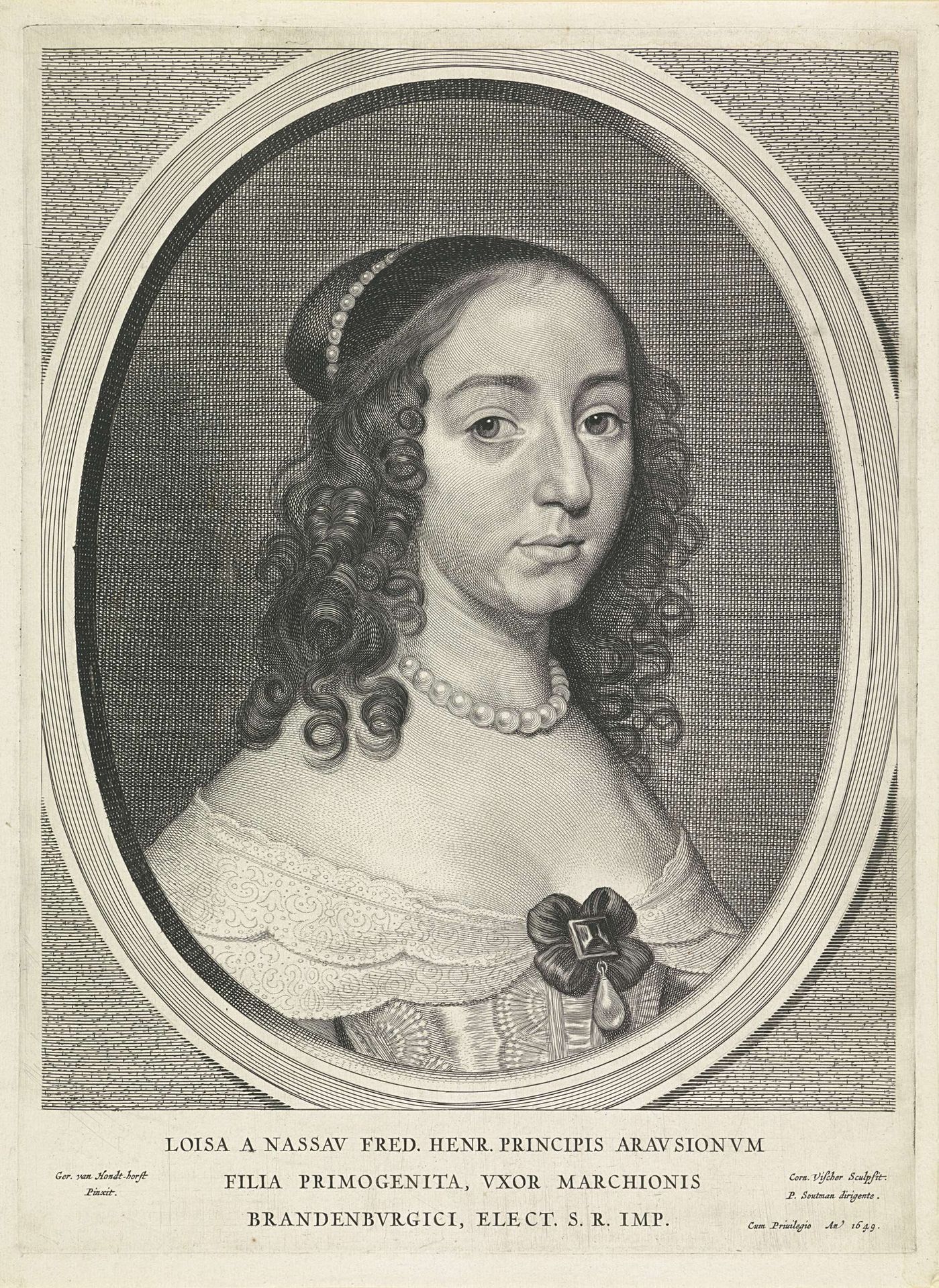 Portret van Louise Henriëtte, prinses van Oranje by Cornelis Visscher
