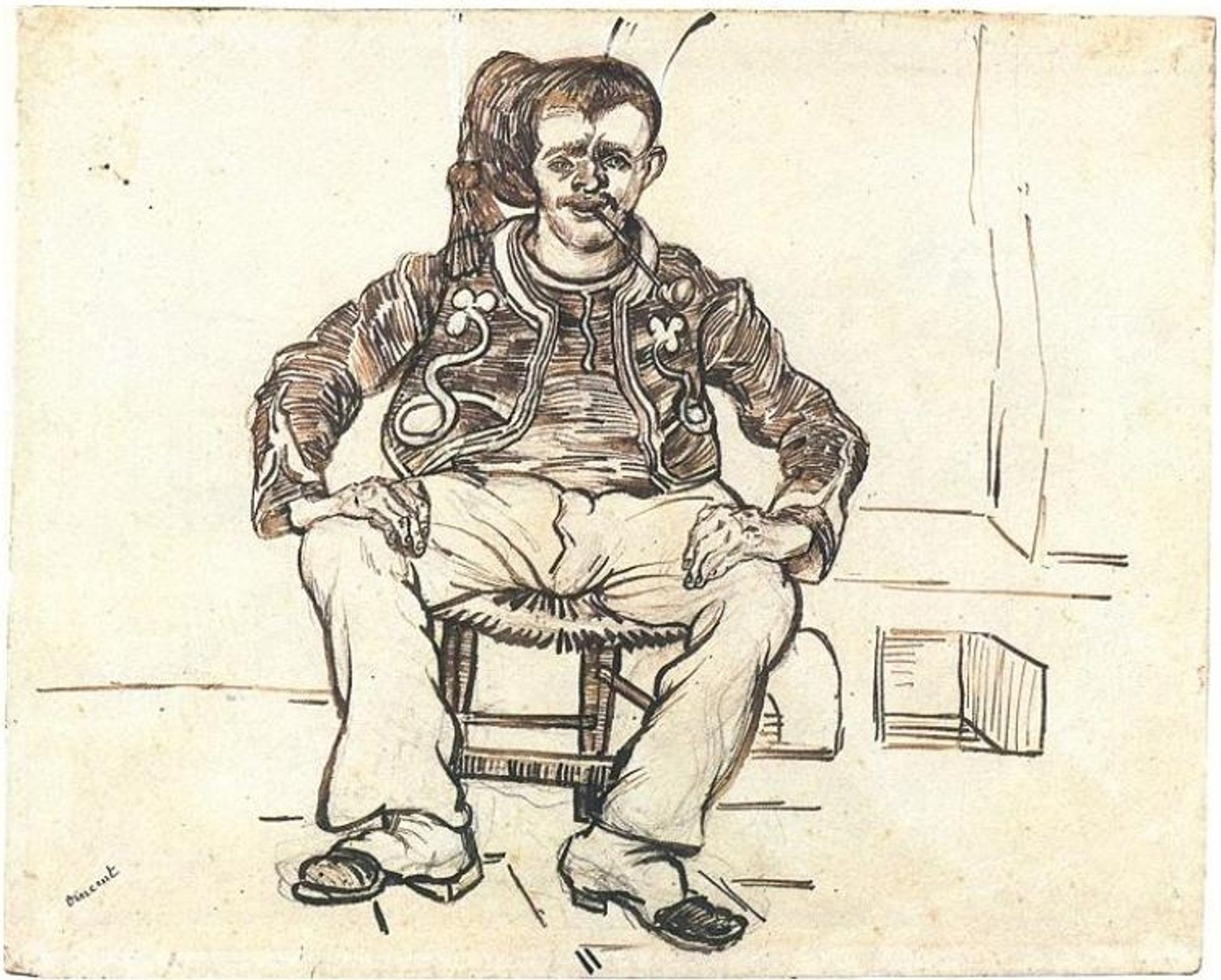 Zouave Sitting, Whole Figure by Vincent van Gogh