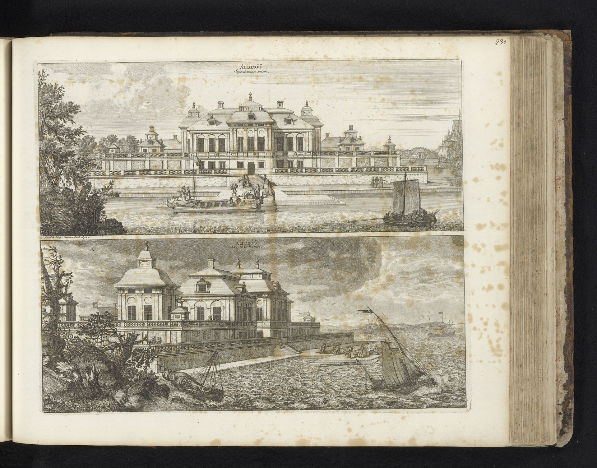 Gezicht op slot Ållonö, vanuit het noorden en oosten by Willem Swidde