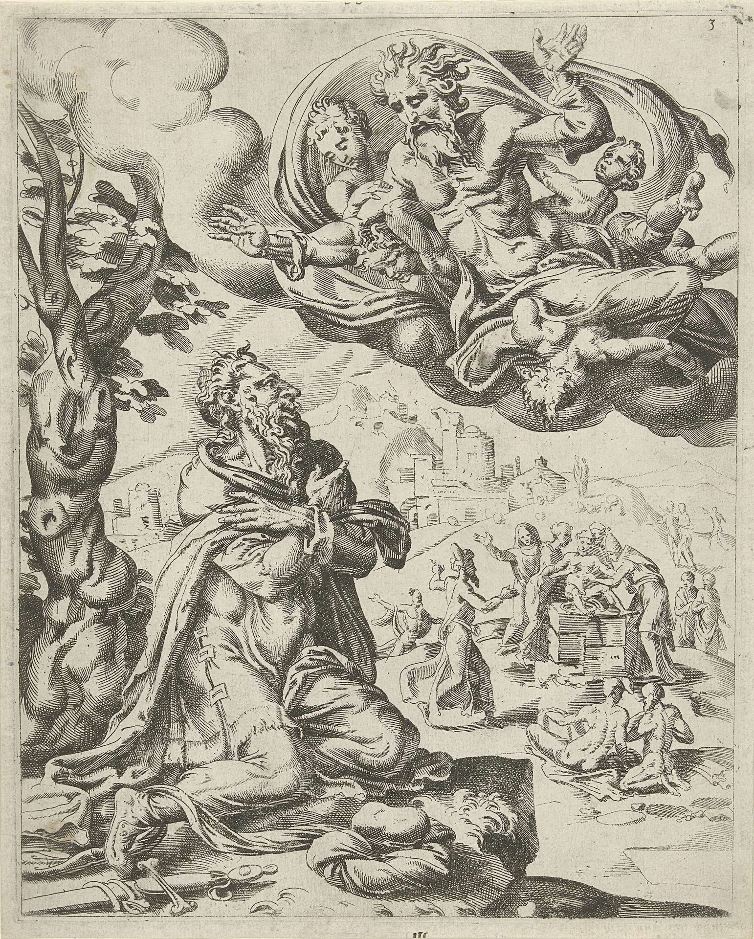 God verschijnt voor Abraham by Dirck Volckertsz Coornhert