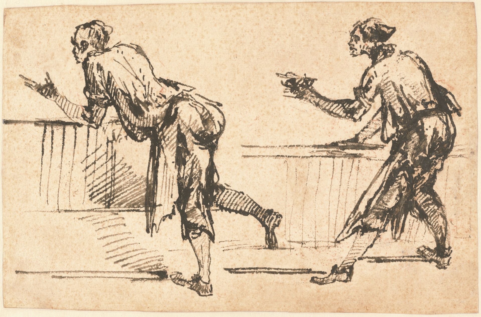 Two Workmen at Tables (recto) by Giovanni Battista Piranesi