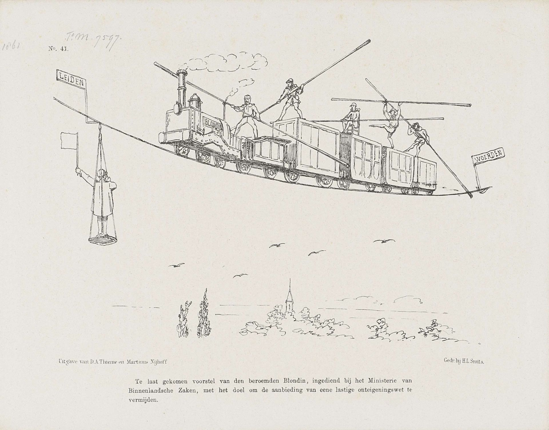 Spotprent op de Rotterdamse bezwaren tegen de onteigeningswet, 1861 by Johan Michaël Schmidt Crans