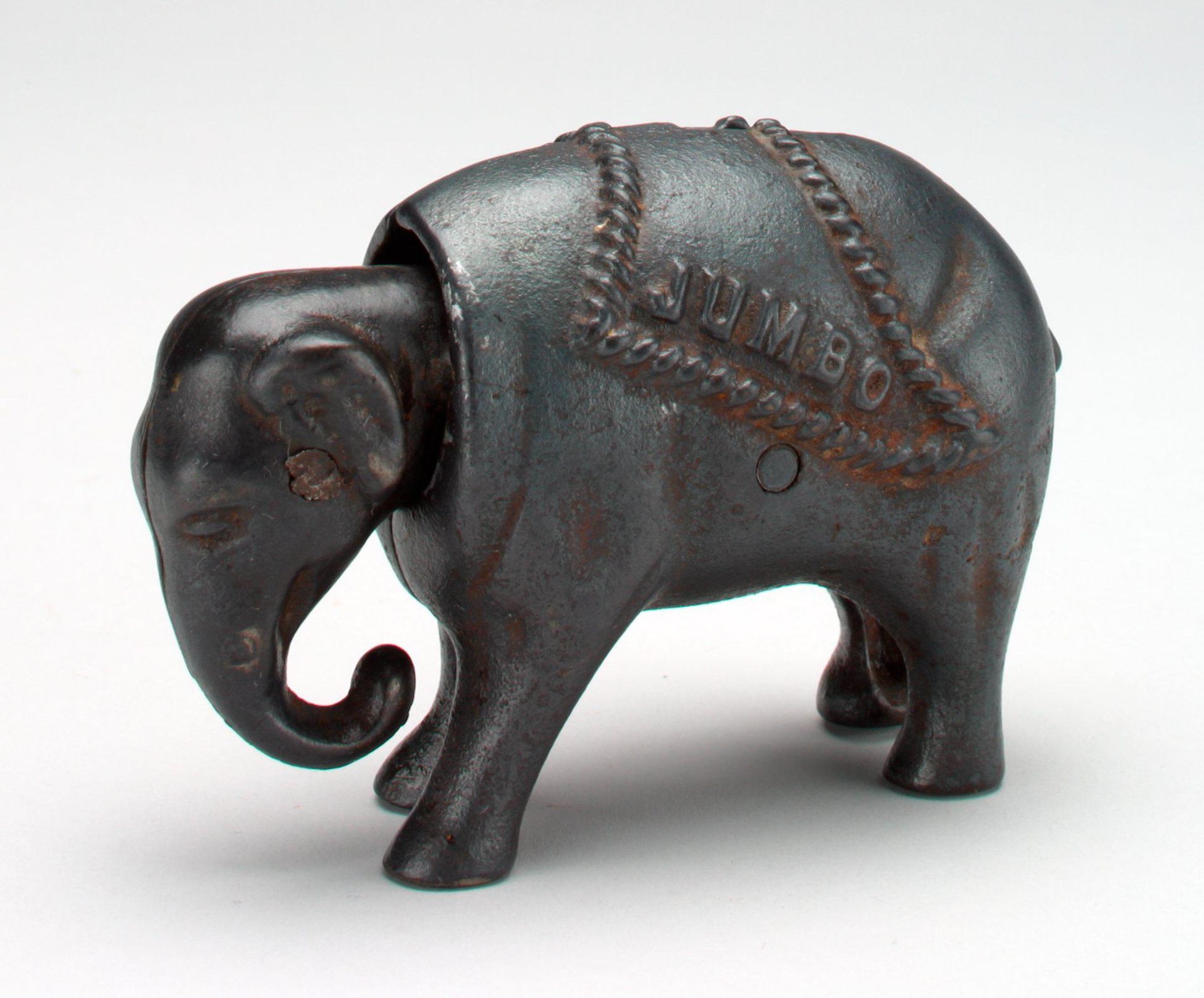 -Jumbo- (base and wheels missing) mechanical bank by Attributed to J. & E. Stevens Company, Cromwell, Connecticut, 1843–1950s OR-