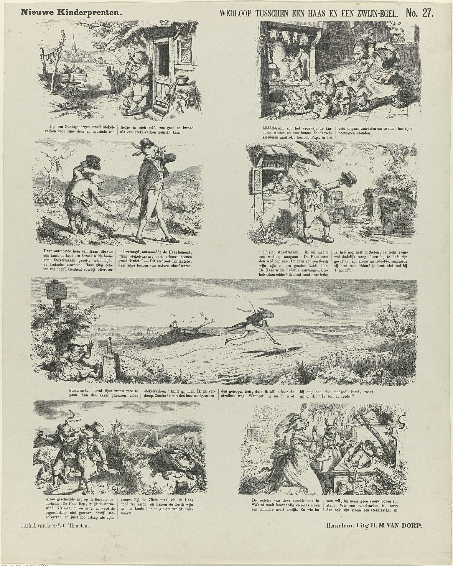 Wedloop tusschen een haas en een zwijn-egel by G. Süs.