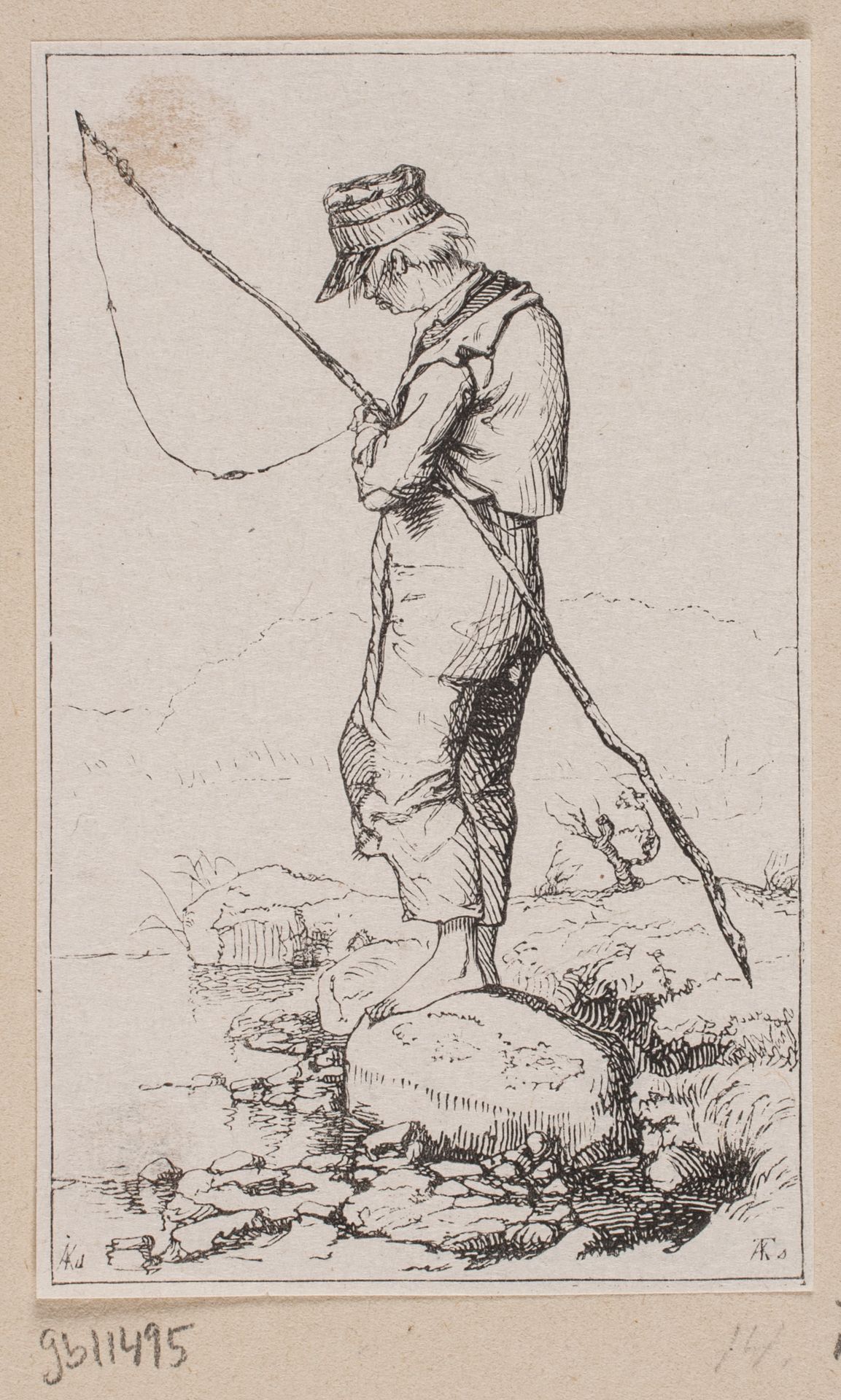 En bondedreng, der fisker by Axel Theodor Kittendorff