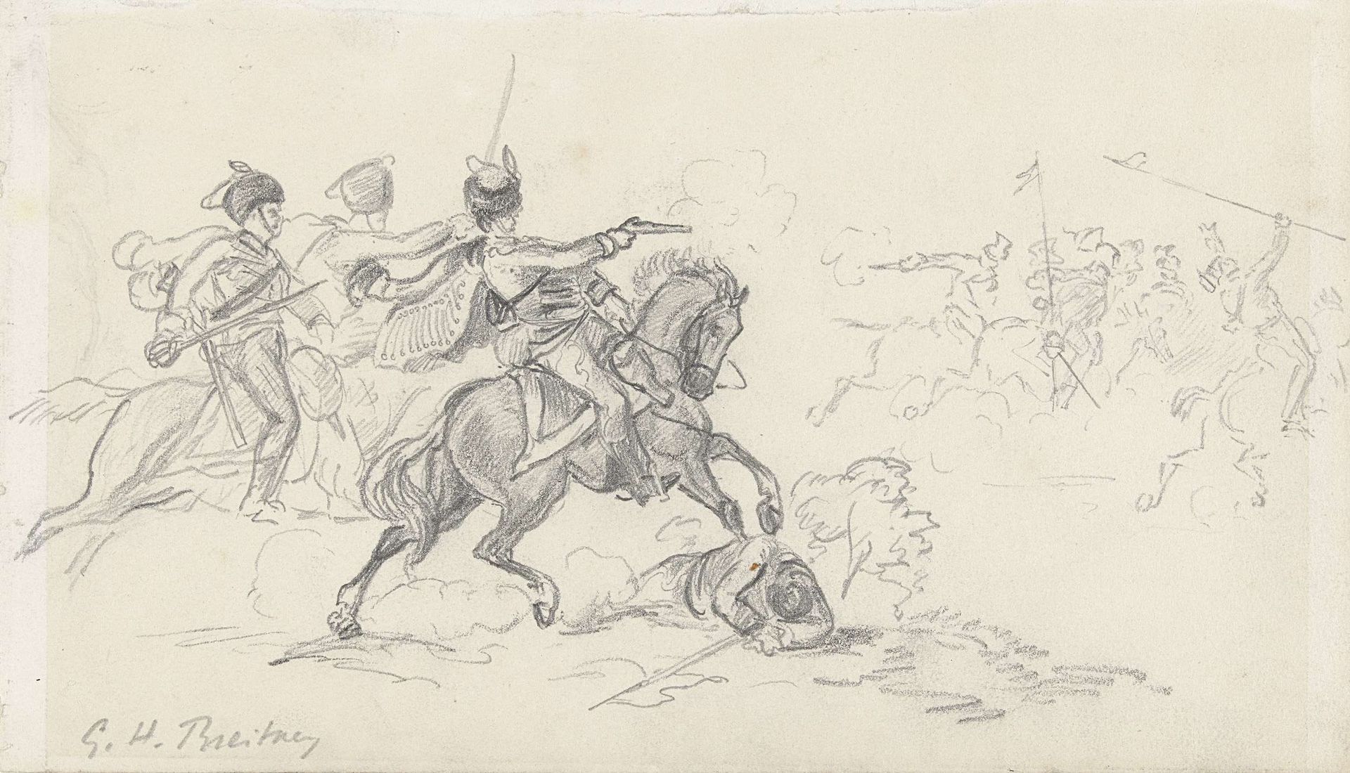 Cavaleriegevecht by George Hendrik Breitner