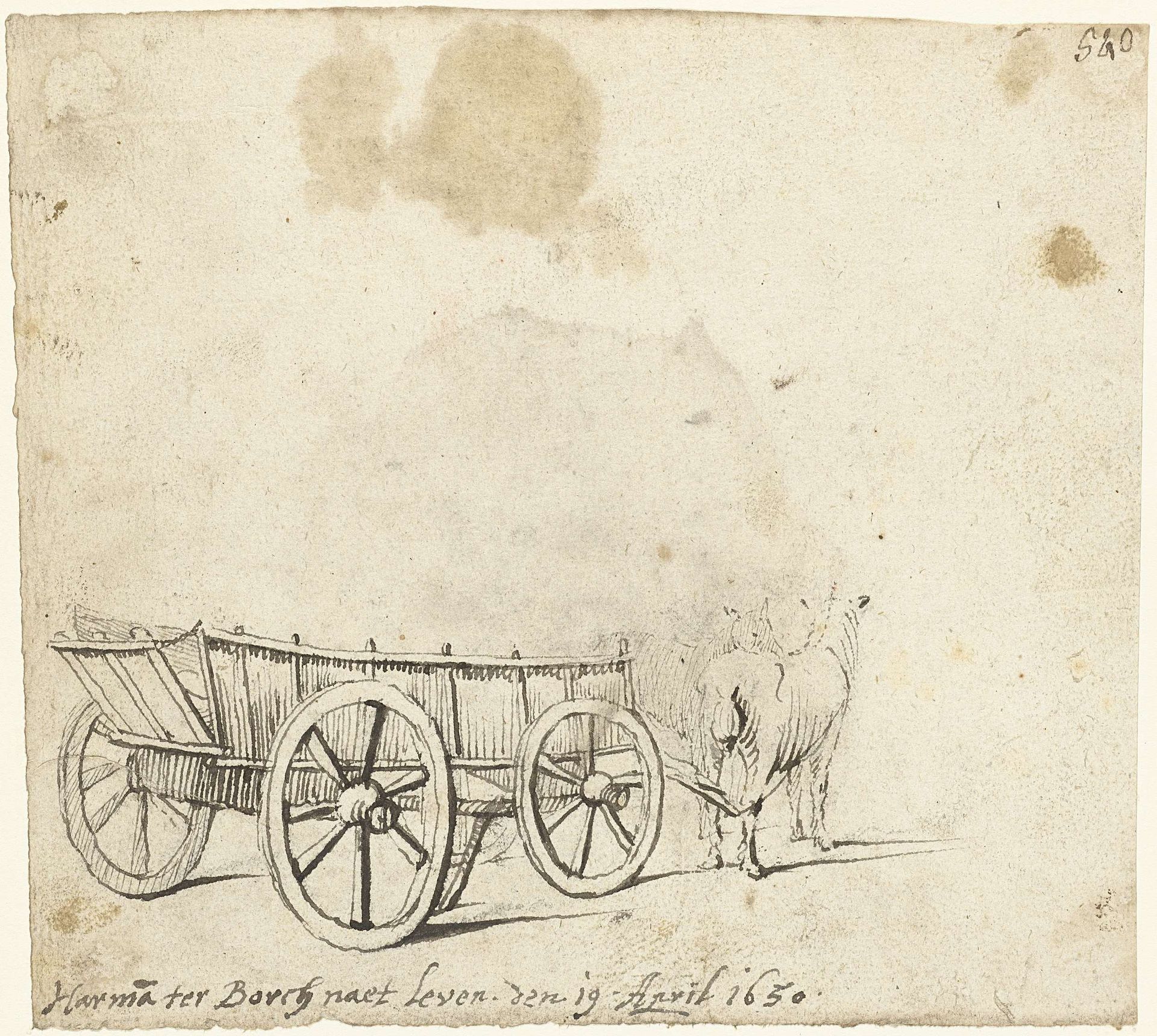 Kar met paarden ervoor by Harmen ter Borch