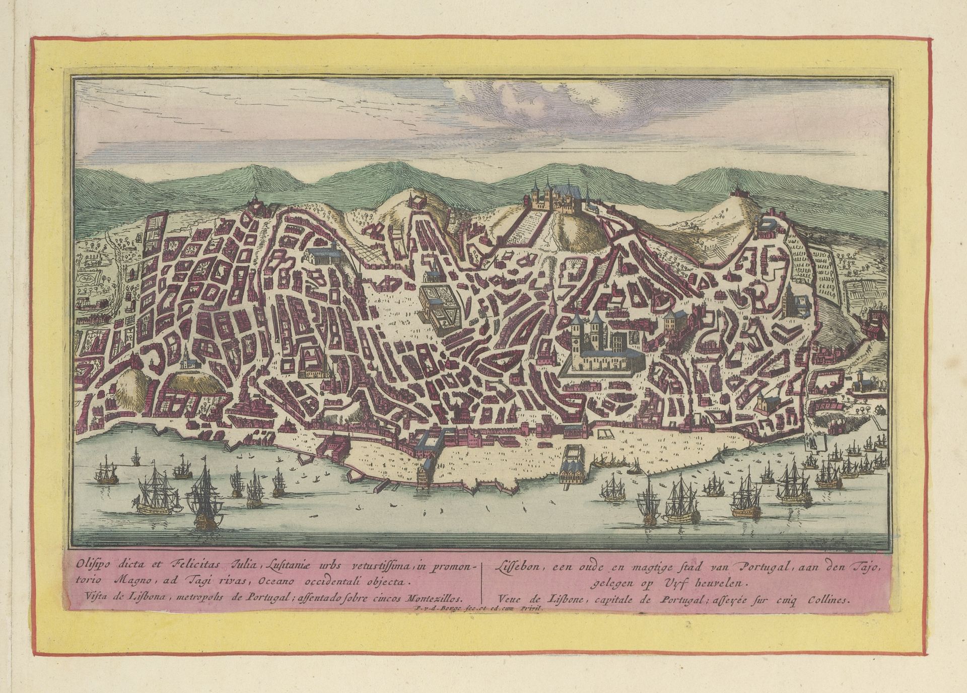 Gezicht op de stad Lissabon by Pieter van den Berge