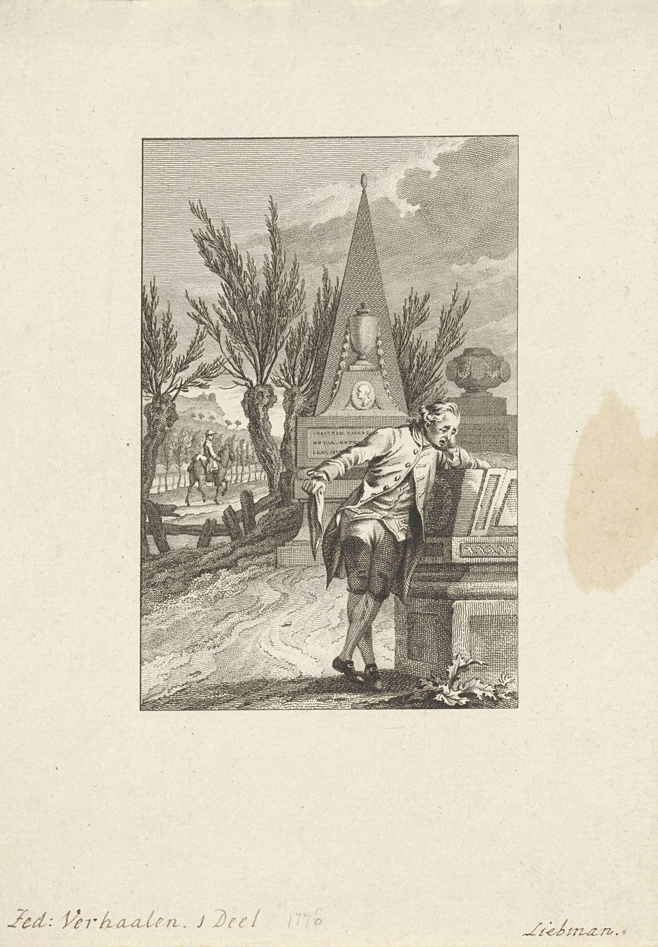 Huilende man bij een graf by Reinier Vinkeles