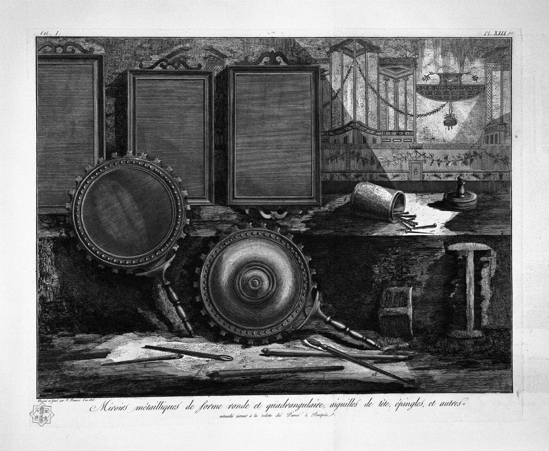 Metal mirrors, hairpins, pins and other toilet articles by Giovanni Battista Piranesi