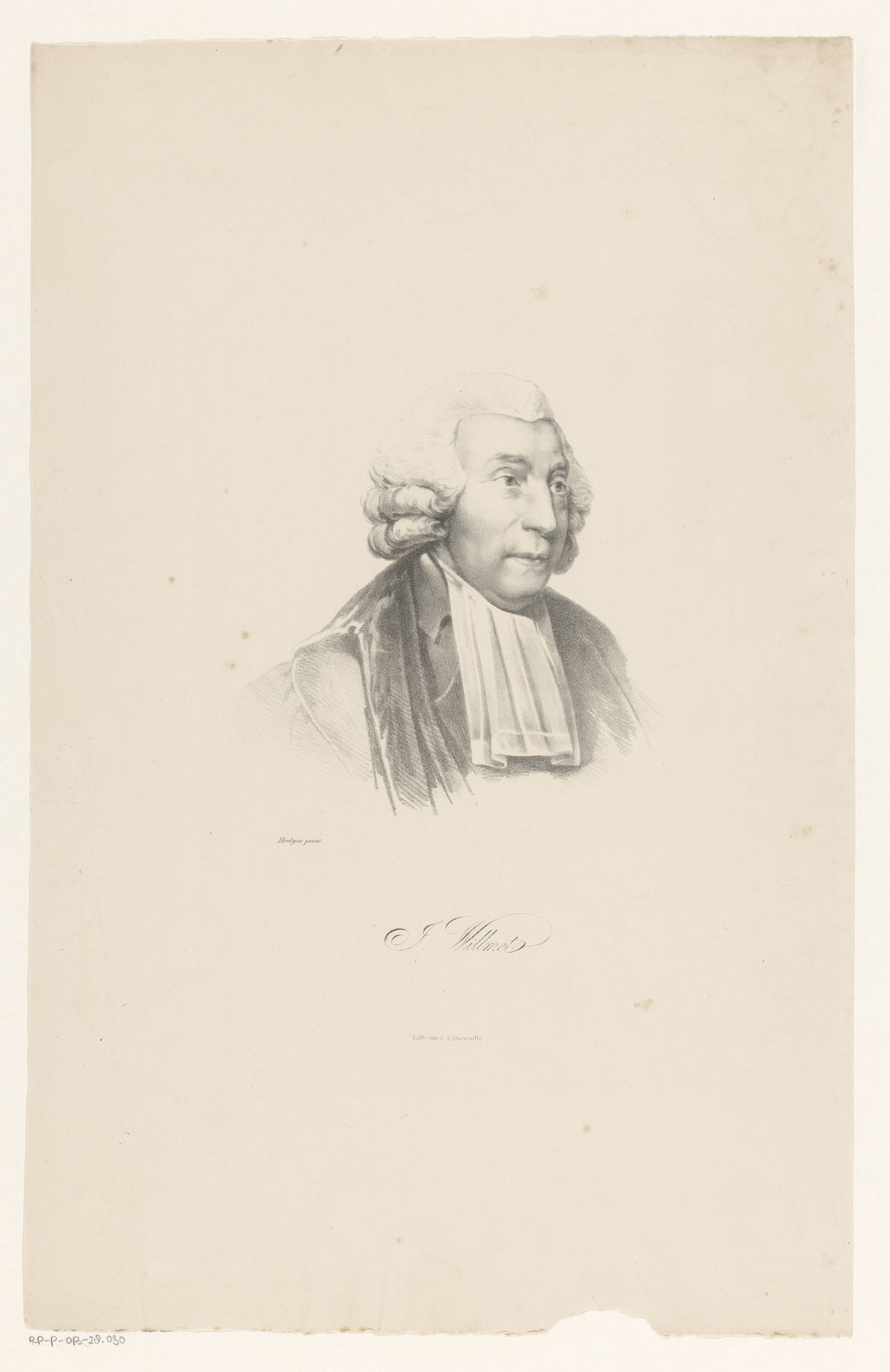 Portret van Joannes Willmet by Jean Augustin Daiwaille