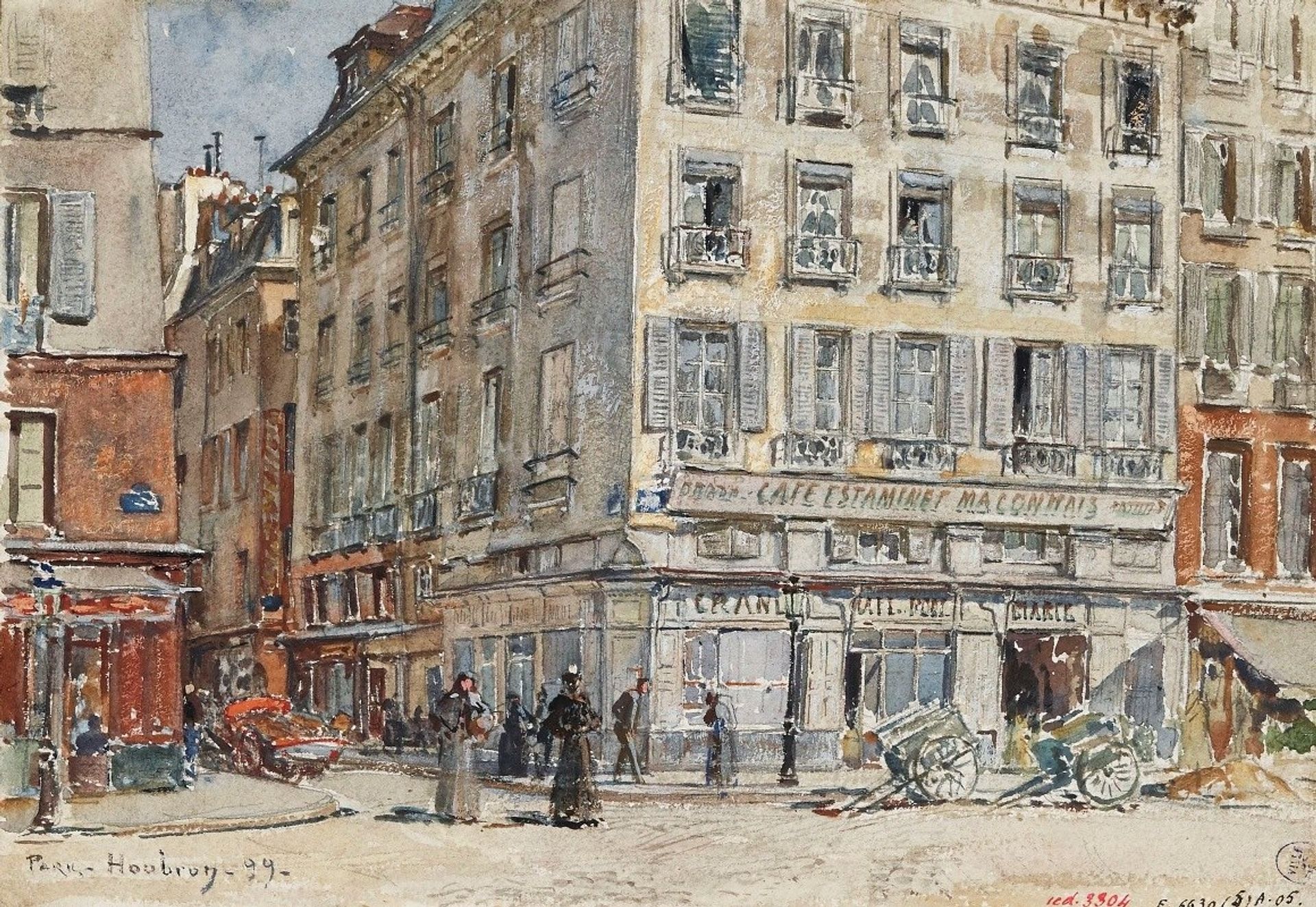 Intersection de deux rues, à Paris, en 1899. by Frédéric Houbron